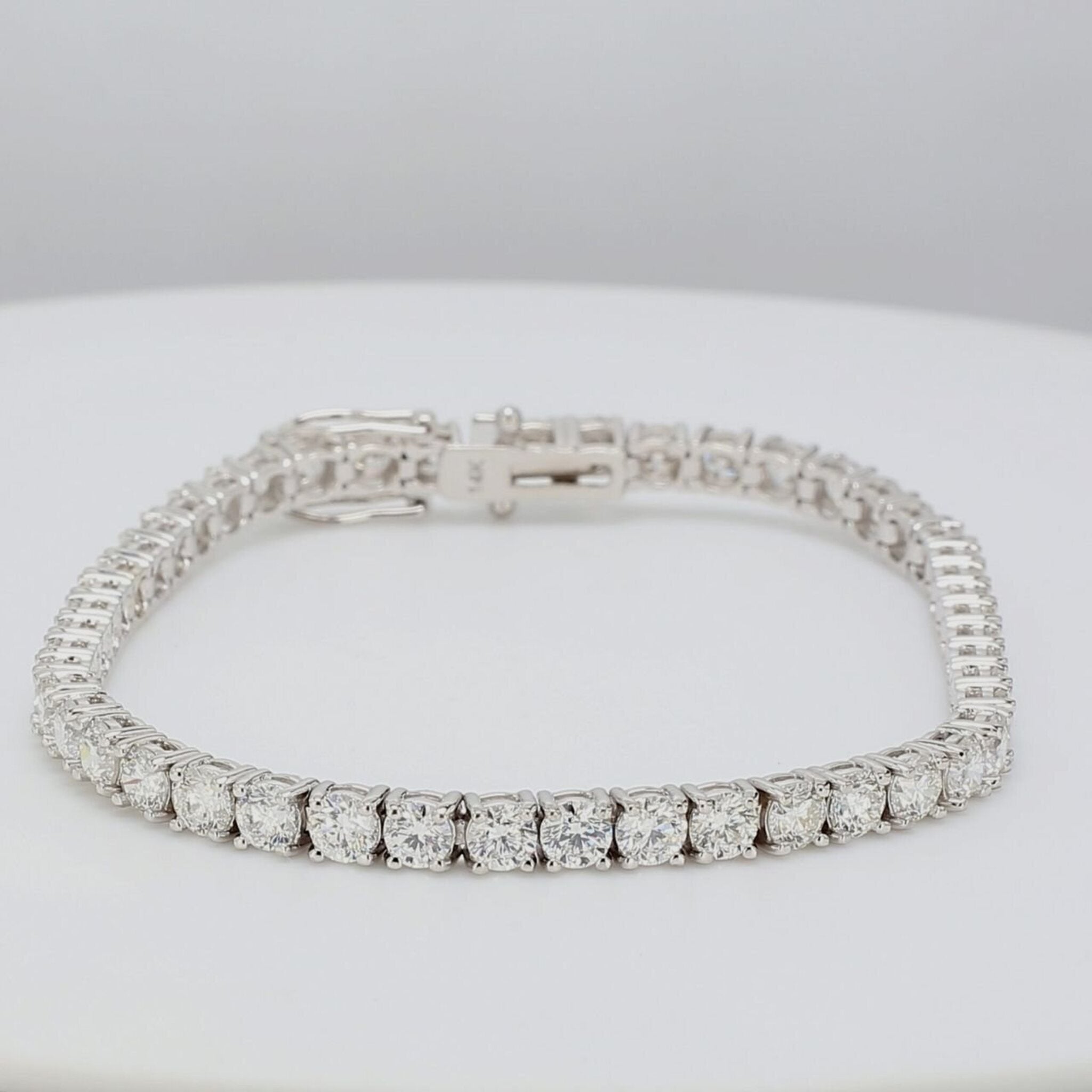 Ninacci 14K White Gold 7" Tennis Bracelet with 4-Prong Set Round Diamonds - 8.63 Carat Total Diamond Weight