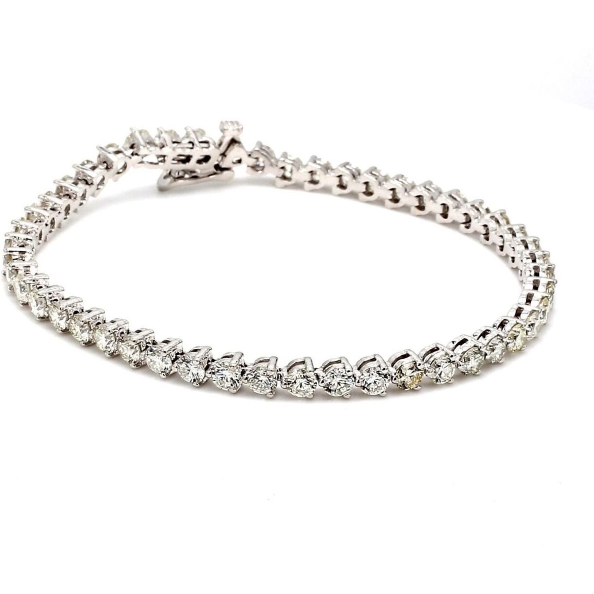 Ninacci 14K White Gold 7" Tennis Bracelet with 48 Round Diamonds - 7.12 Carat Total Diamond Weight