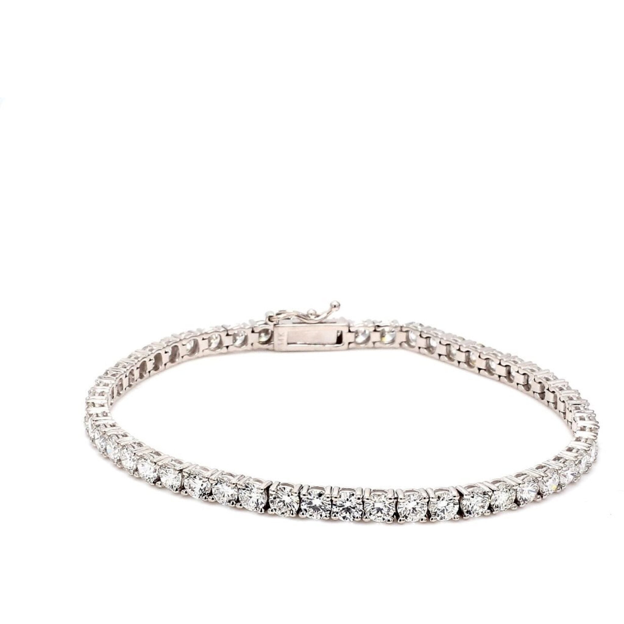 Ninacci 14K White Gold 7" Tennis Bracelet with 51 Round Diamonds - 7.36 Carat Total Diamond Weight