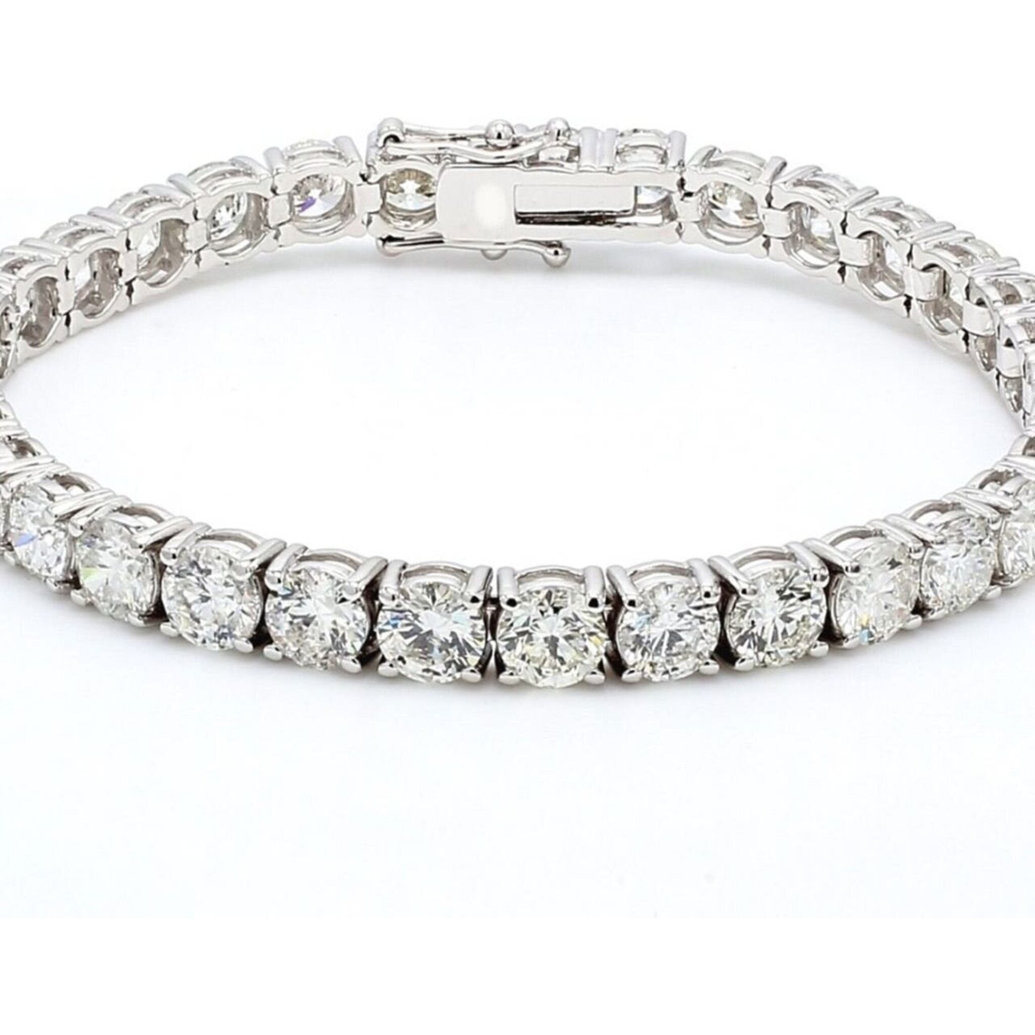 Ninacci 14K White Gold 7" Tennis Bracelet with 66 Round Diamonds - 3.42 Carat Total Diamond Weight