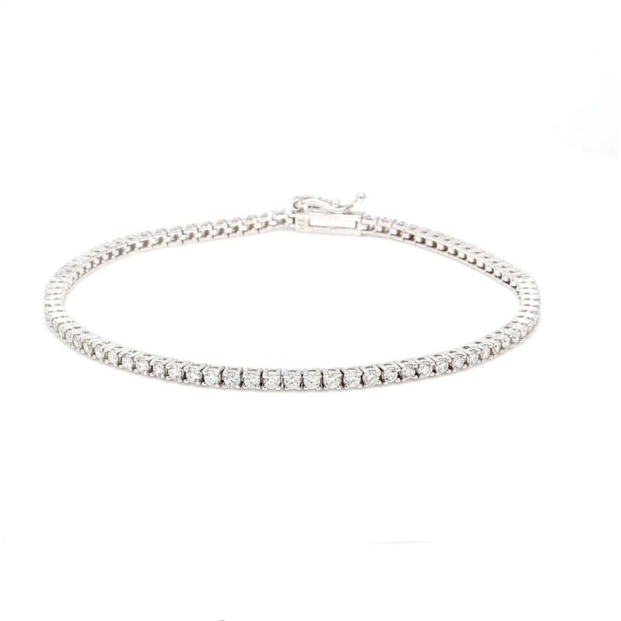 Ninacci 14K White Gold 7" Tennis Bracelet with 83 Round Diamonds - 1.73 Carat Total Diamond Weight