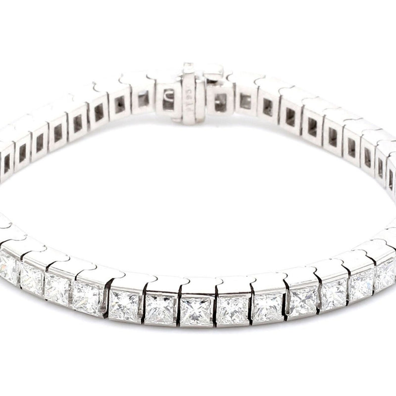 Ninacci 14K White Gold 7" Tennis Bracelet with Channel-Set Princess Cut Diamonds - 5.14 Carat Total Diamond Weight