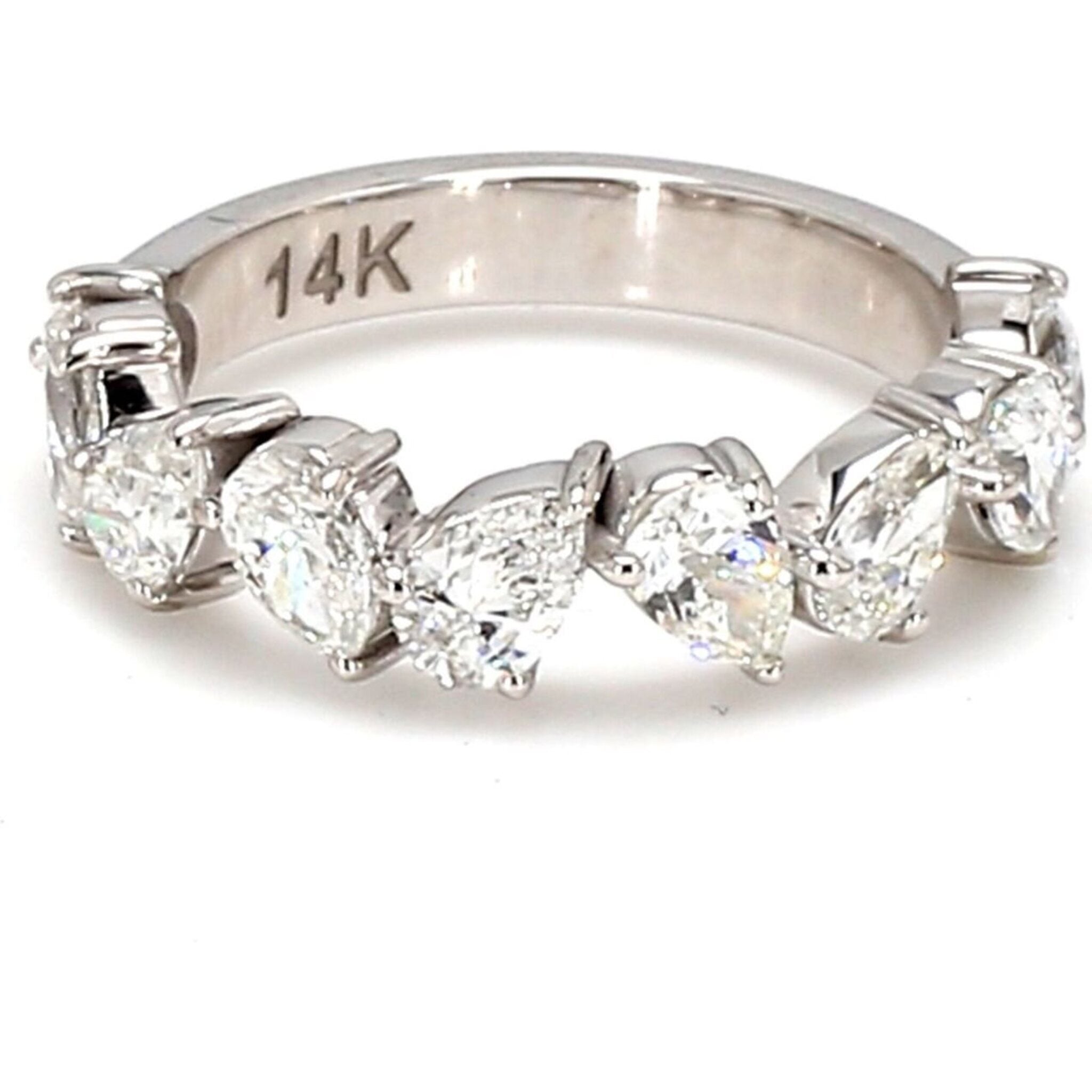 Ninacci 14K White Gold 9-Stone Pear Shape Diamond Band - 1.65 Carat Total Diamond Weight