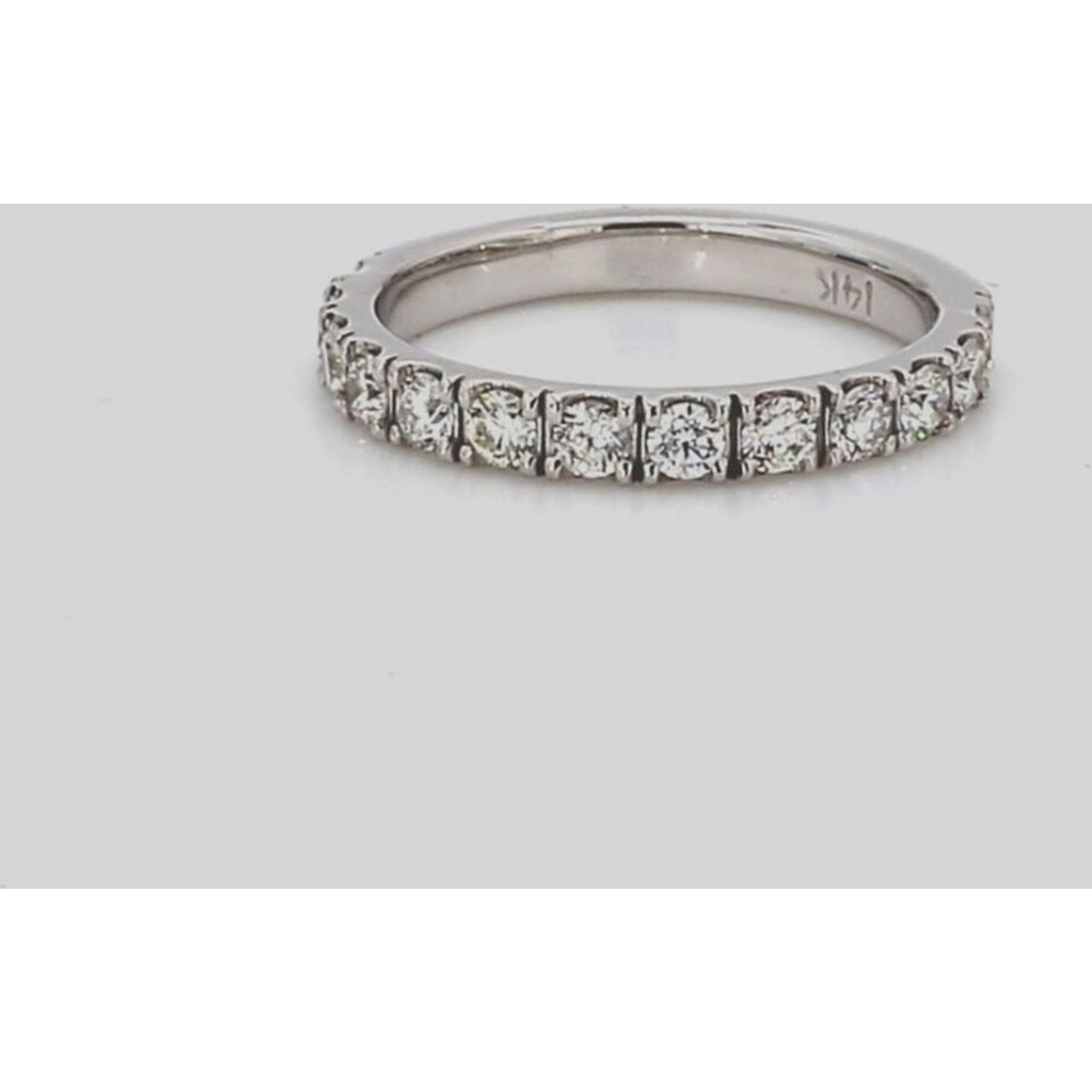 Ninacci 14K White Gold Band with U-Prong Set Round Diamonds - 0.57 Carat Total Diamond Weight - Size 5