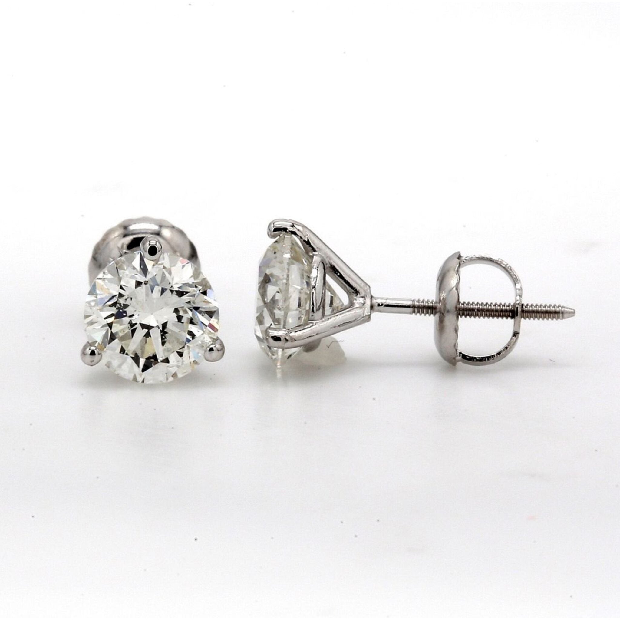 Ninacci 14K White Gold D3.00 Carat Total Diamond Weight Diamond Martini Stud Earrings with Screw Back