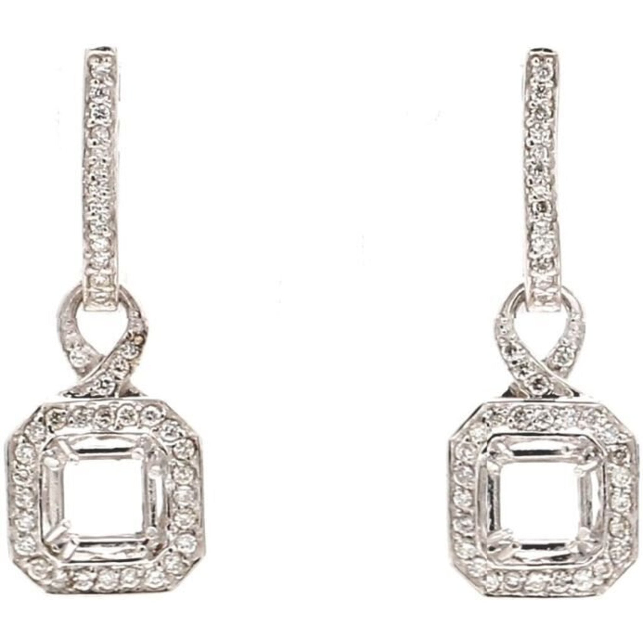 Ninacci 14K White Gold Dangling Pave Set Diamond Earrings - Captivating Elegance and Timeless Beauty.