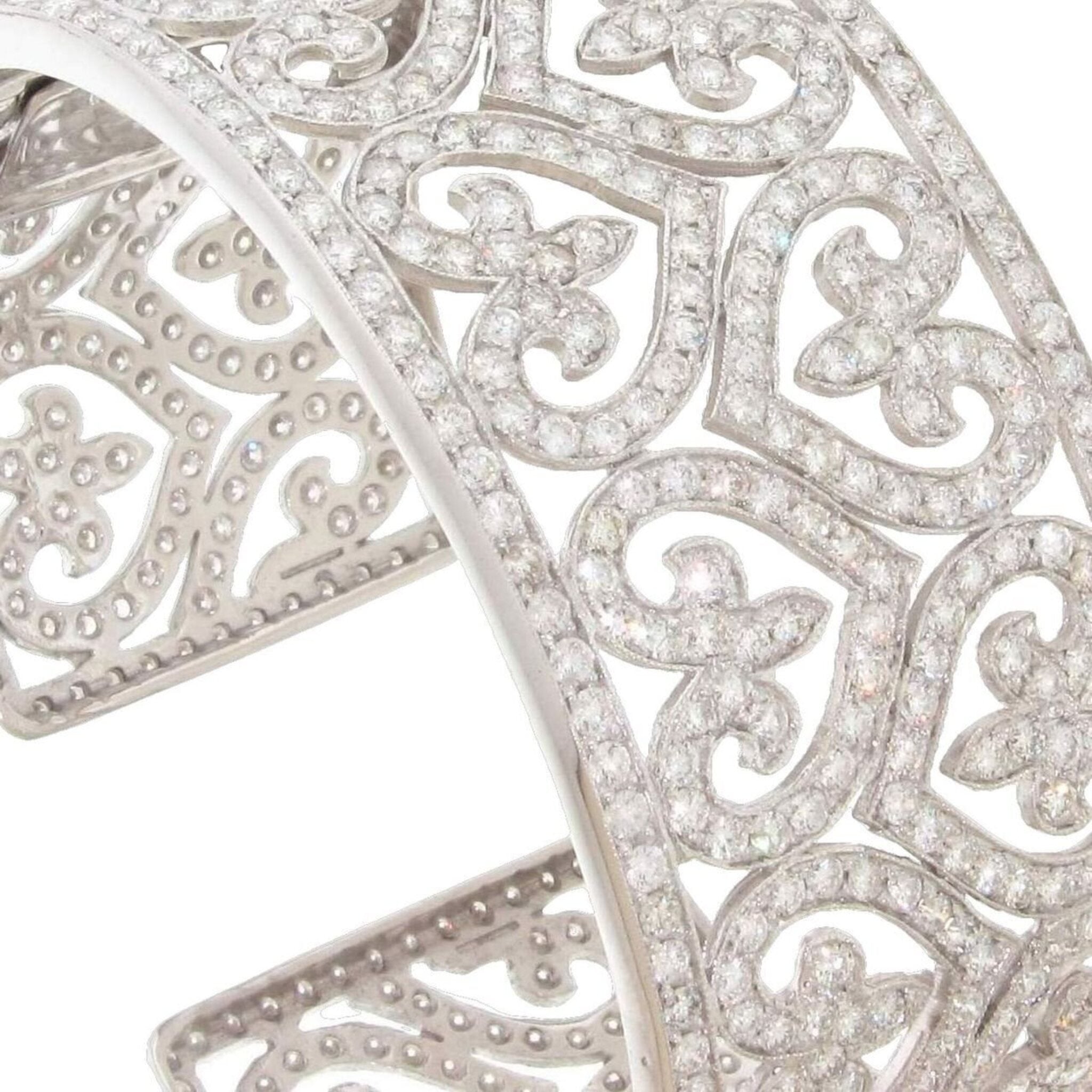 Ninacci 14K White Gold Designer Heart Cuff with Pave Set Round Diamonds - 6.55 Carat Total Diamond Weight