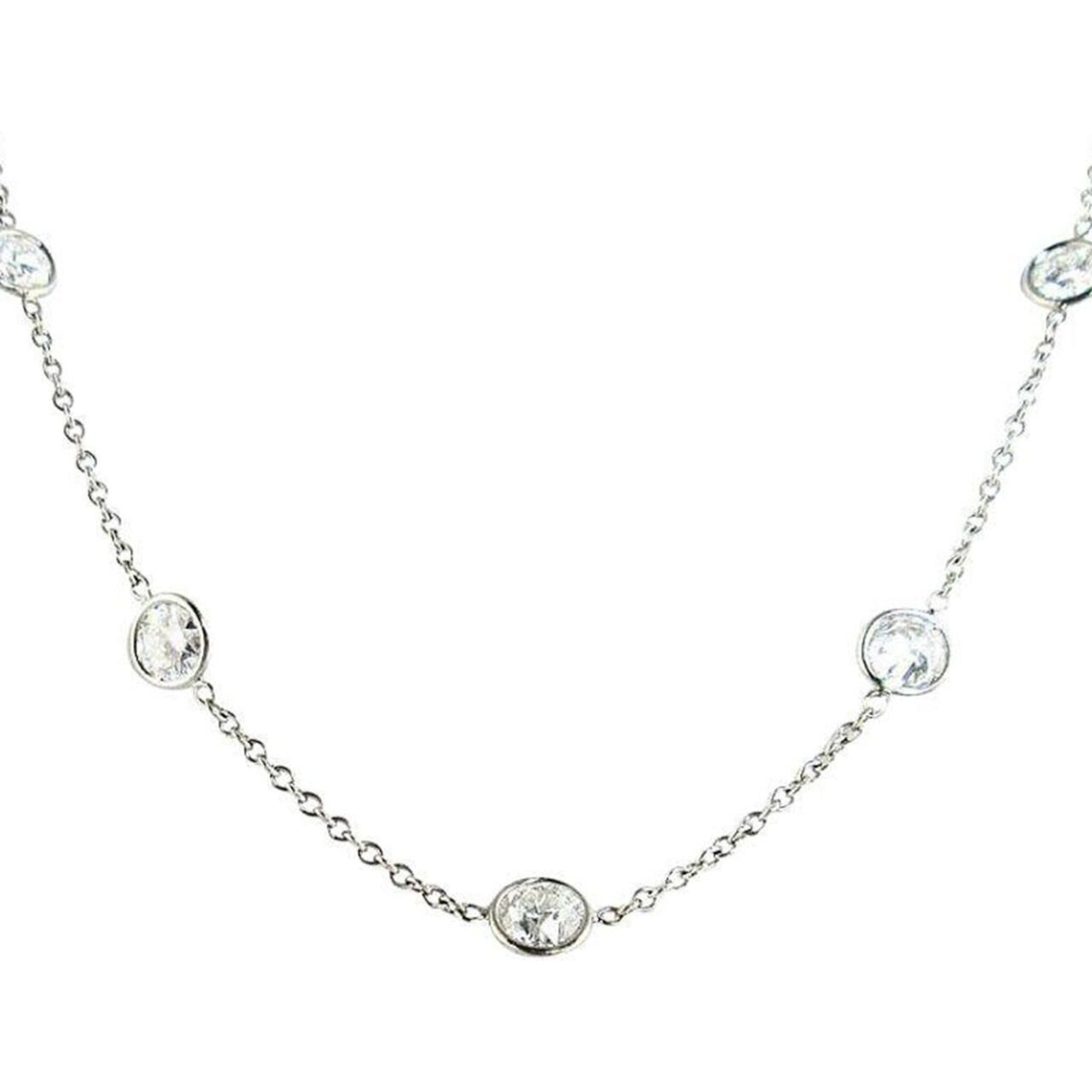 Ninacci 14K White Gold Diamonds by the Yard Necklace - Timeless Elegance with 0.75 Carat Total Diamond Weight Round Diamonds
