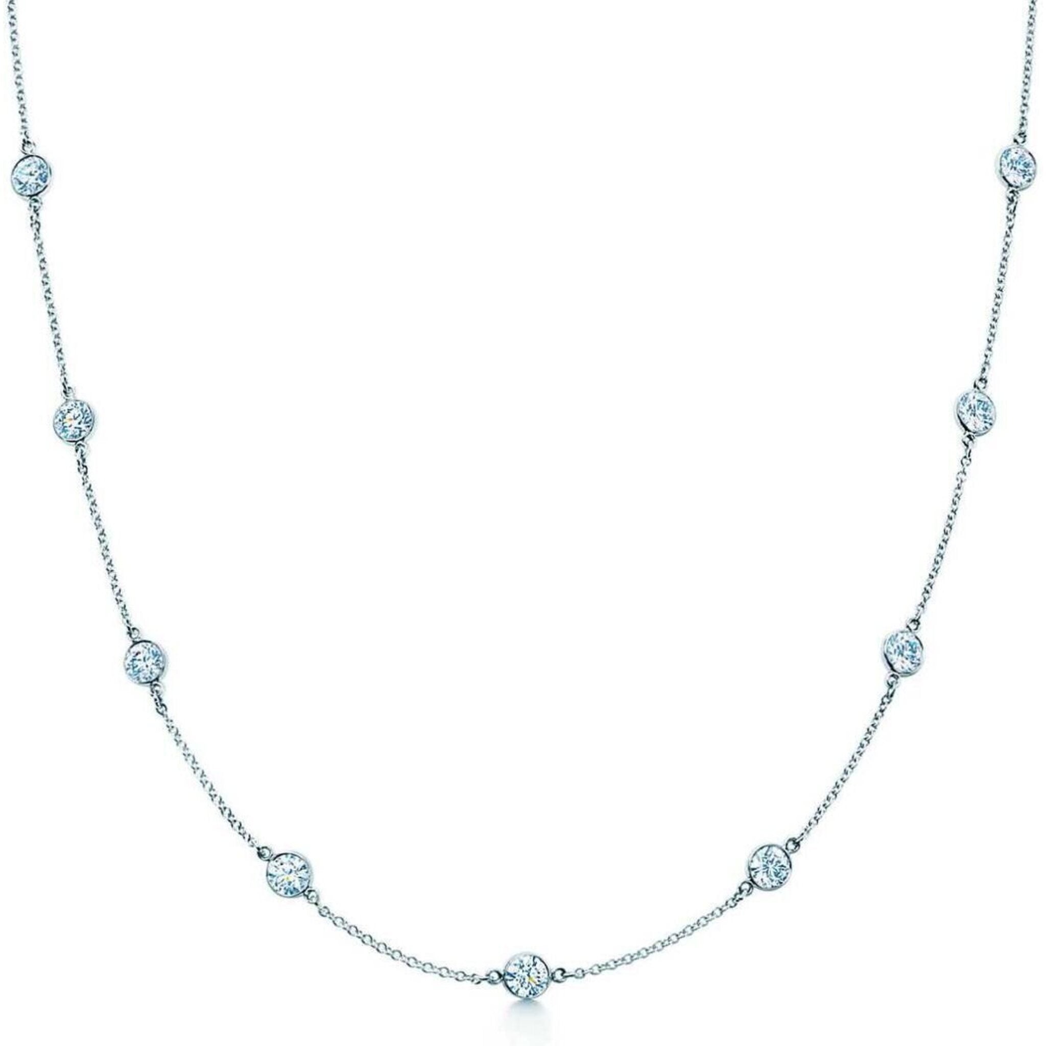 Ninacci 14K White Gold "Diamonds by the Yard" Necklace with Bezel Set Round Diamonds - 0.79 Carat Total Diamond Weight