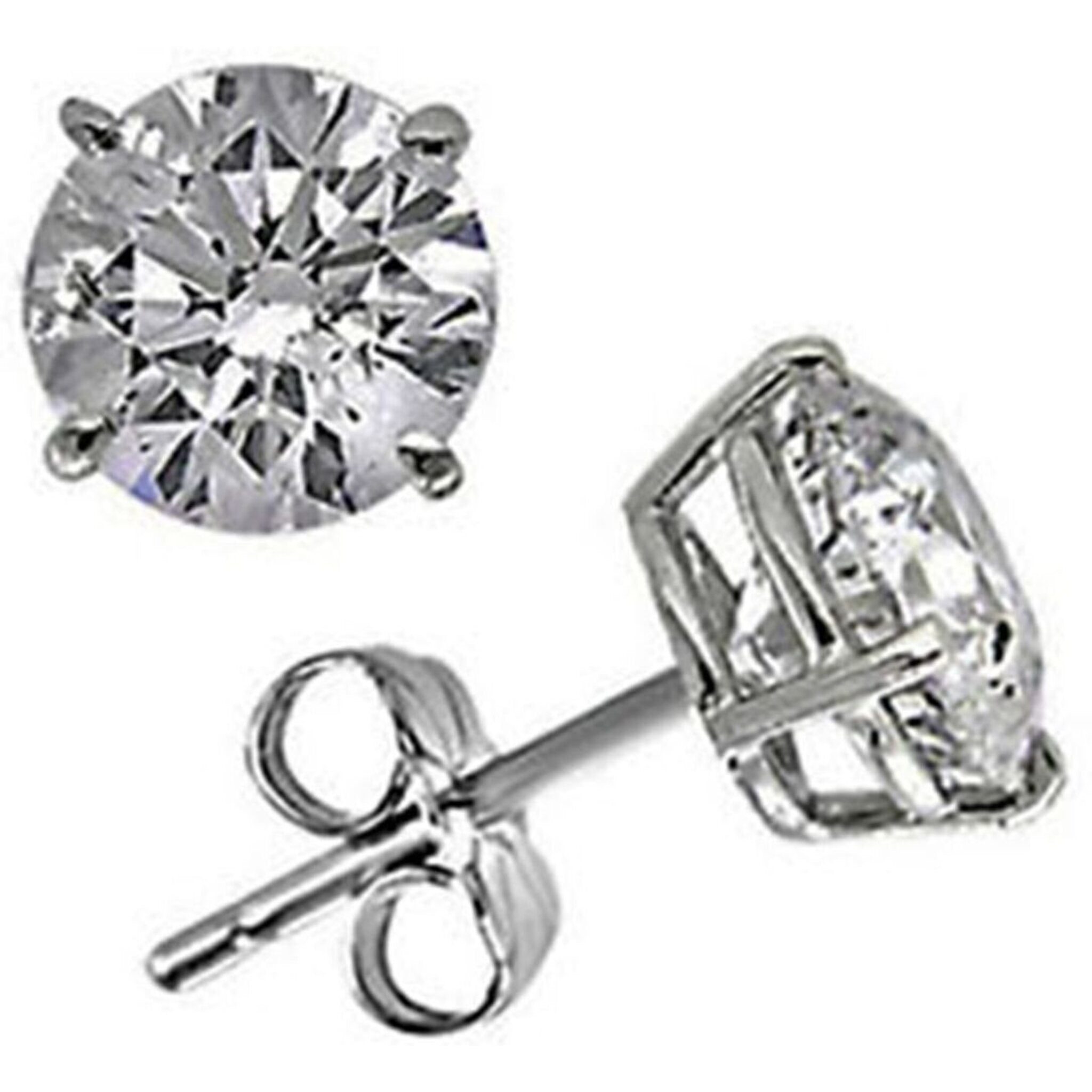 Ninacci 14K White Gold E-F/SI3 Round Diamond Push Back Stud Earrings - 1.67 Carat Total Diamond Weight