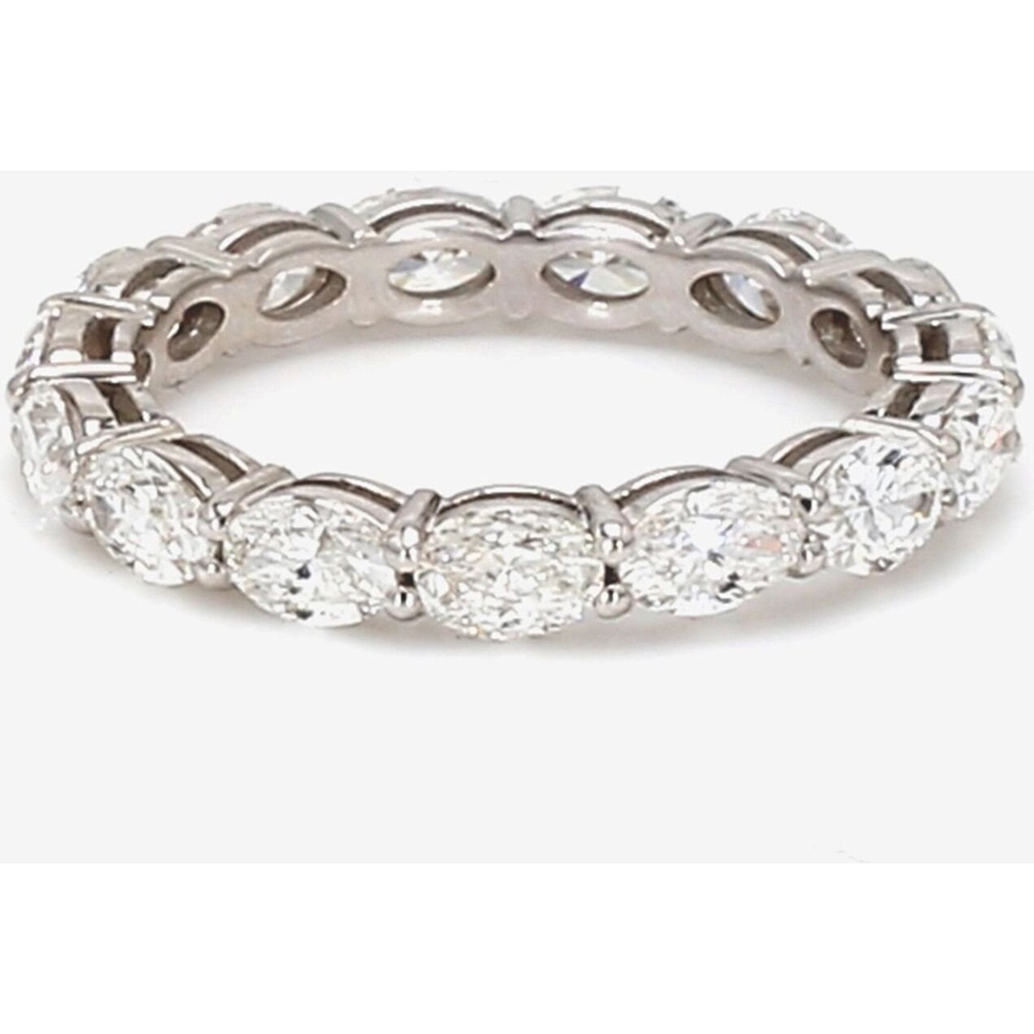 Ninacci 14K White Gold East-to-West Eternity Band with (15) Oval Cut Diamonds - 2.02 Carat Total Diamond Weight - Size 5.5