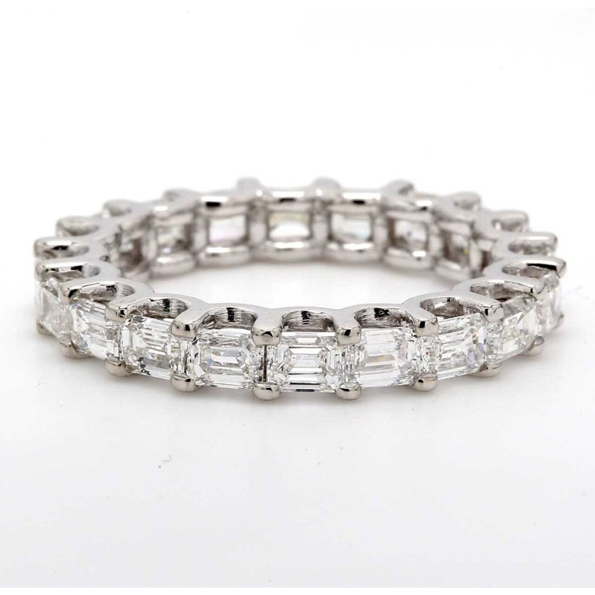 Ninacci 14K White Gold East to West Eternity Band with 3.03 Carats Emerald Cut Diamonds - Size 5.5