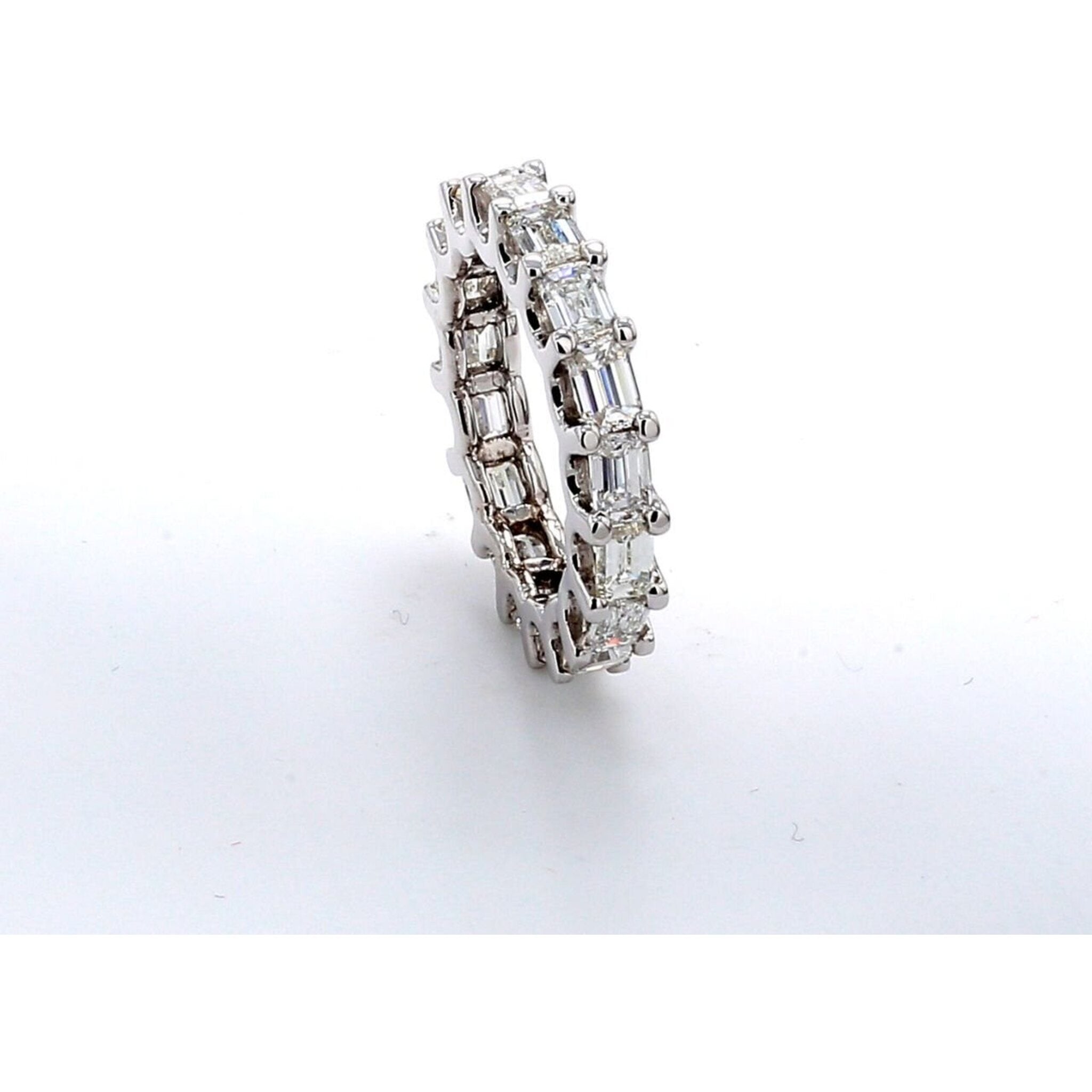 Ninacci 14K White Gold East to West Style Eternity Band with 3.26 Carats Emerald Cut Diamonds - Size 5.25