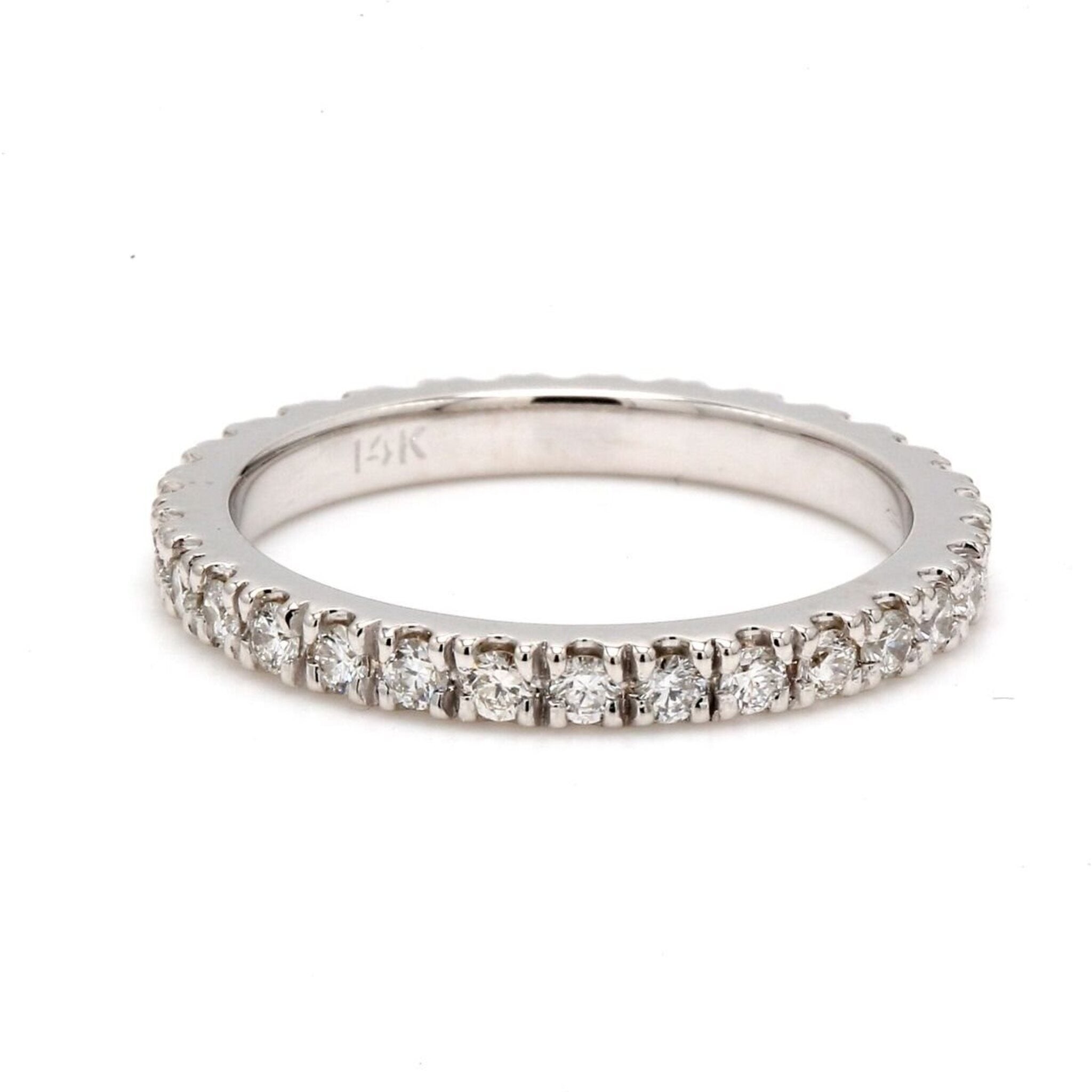 Ninacci 14K White Gold Eternity Band with 28 Round Diamonds - 0.82 Carat Total Diamond Weight - Size 7.5