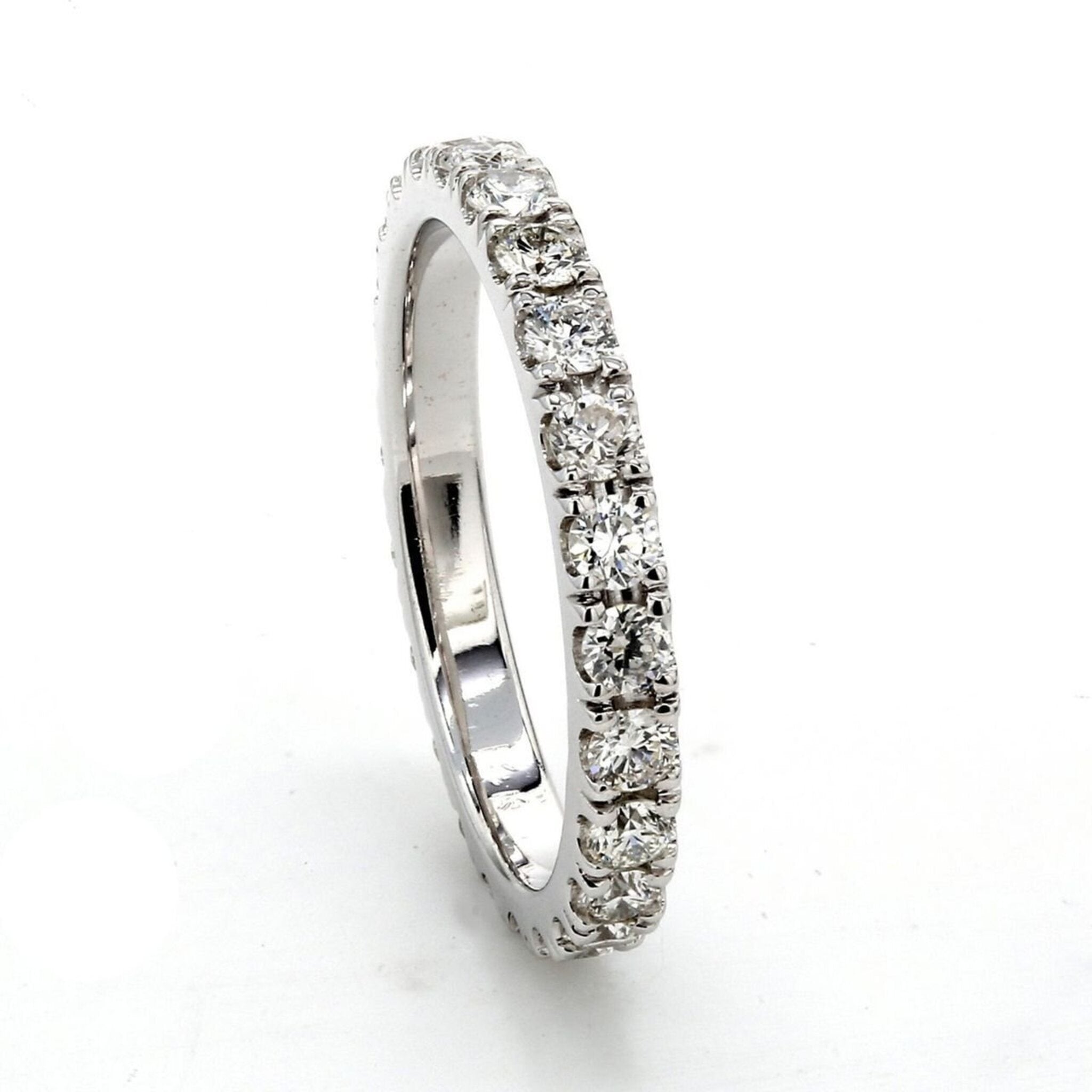 Ninacci 14K White Gold Eternity Band with 4-Prong Set Round Diamonds - 0.80 Carat Total Diamond Weight - Size 4.75