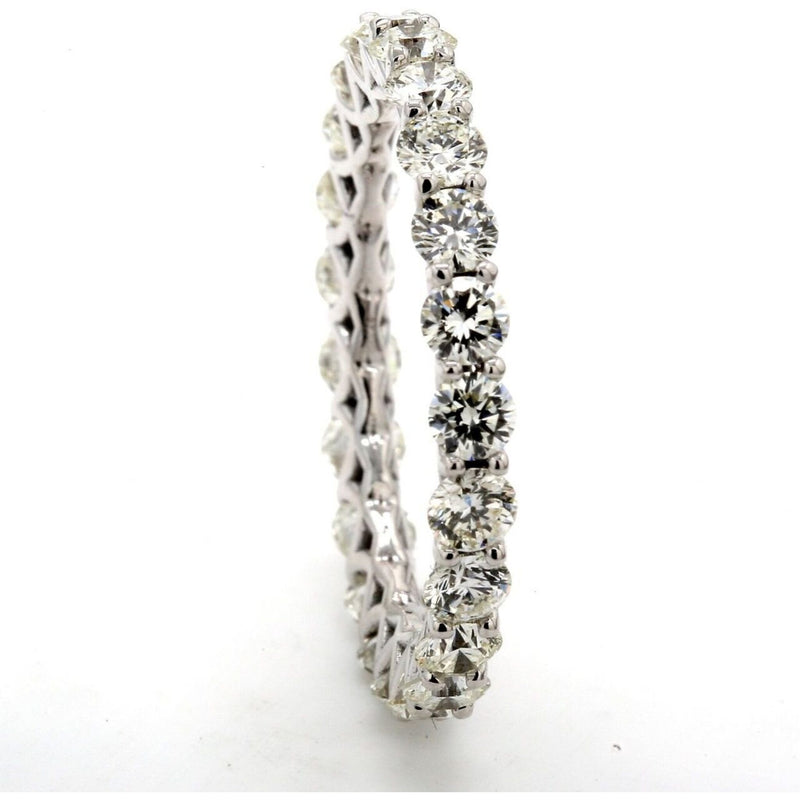 Ninacci 14K White Gold Eternity Band with Prong-Set Round Diamonds - 2.85 Carat Total Diamond Weight - Size 9.0