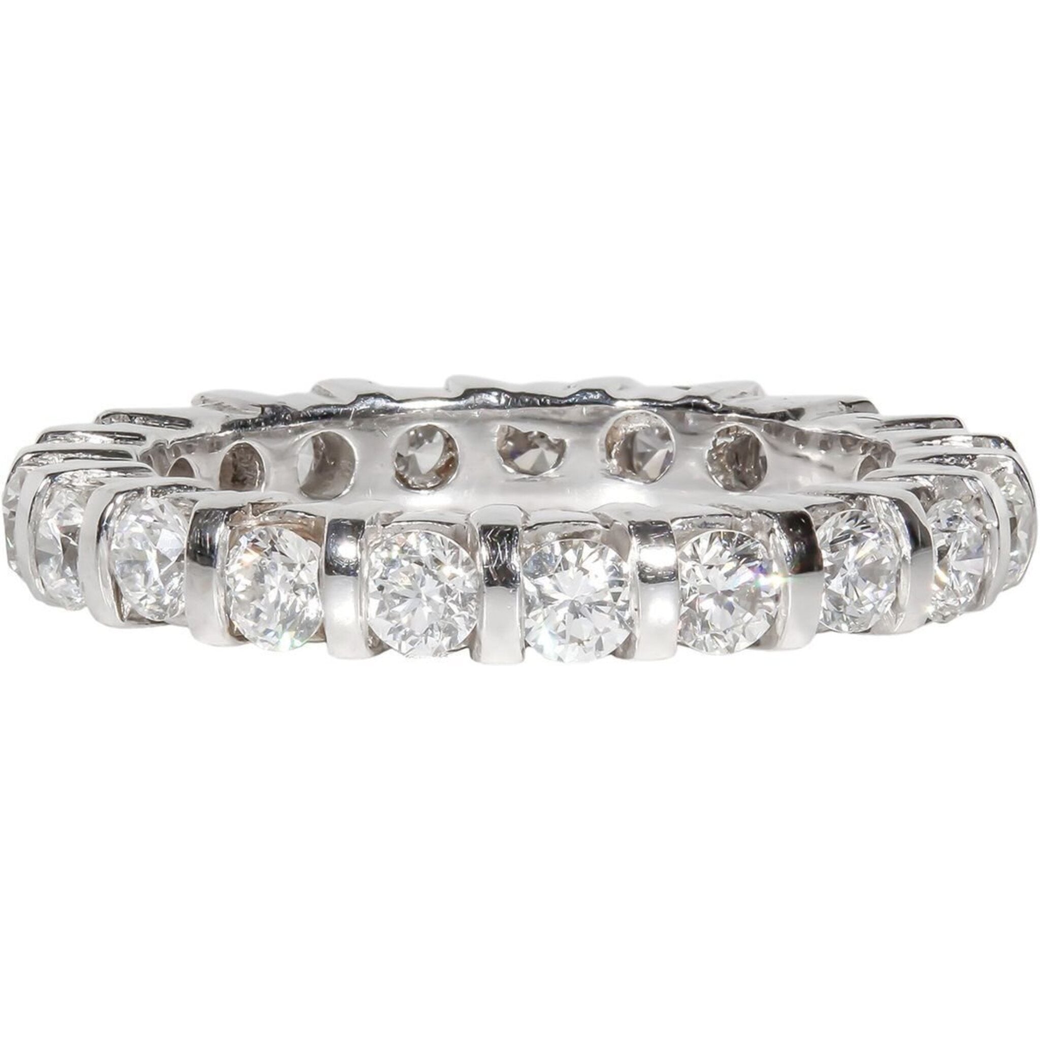 Ninacci 14K White Gold Eternity Band with Round Diamonds - 1.75 Carat Total Diamond Weight - Size 6.5