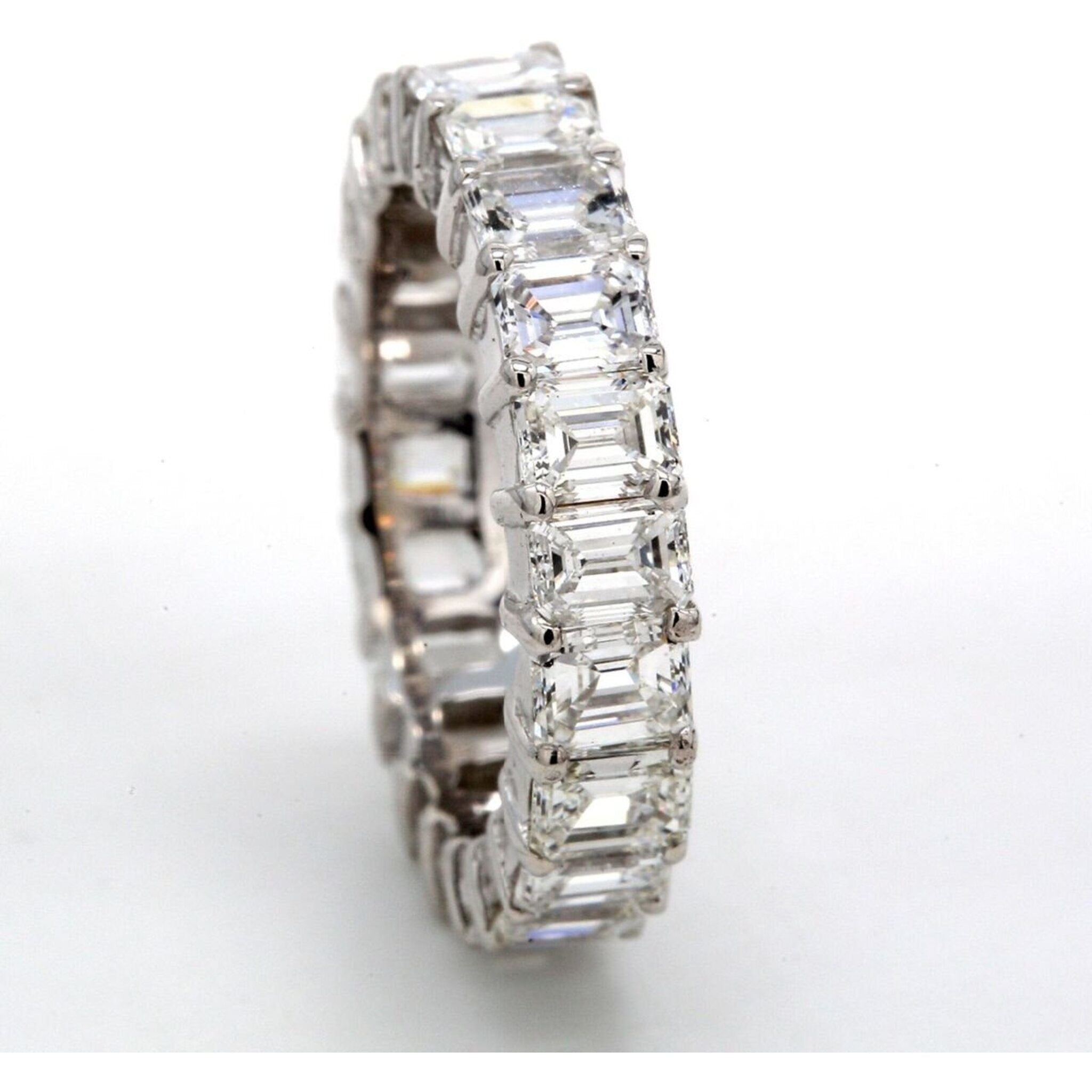 Ninacci 14K White Gold Eternity Band with Shared Prong Set F/VVS-VS Diamonds - 4.57 Carat Total Diamond Weight - Size 5.5