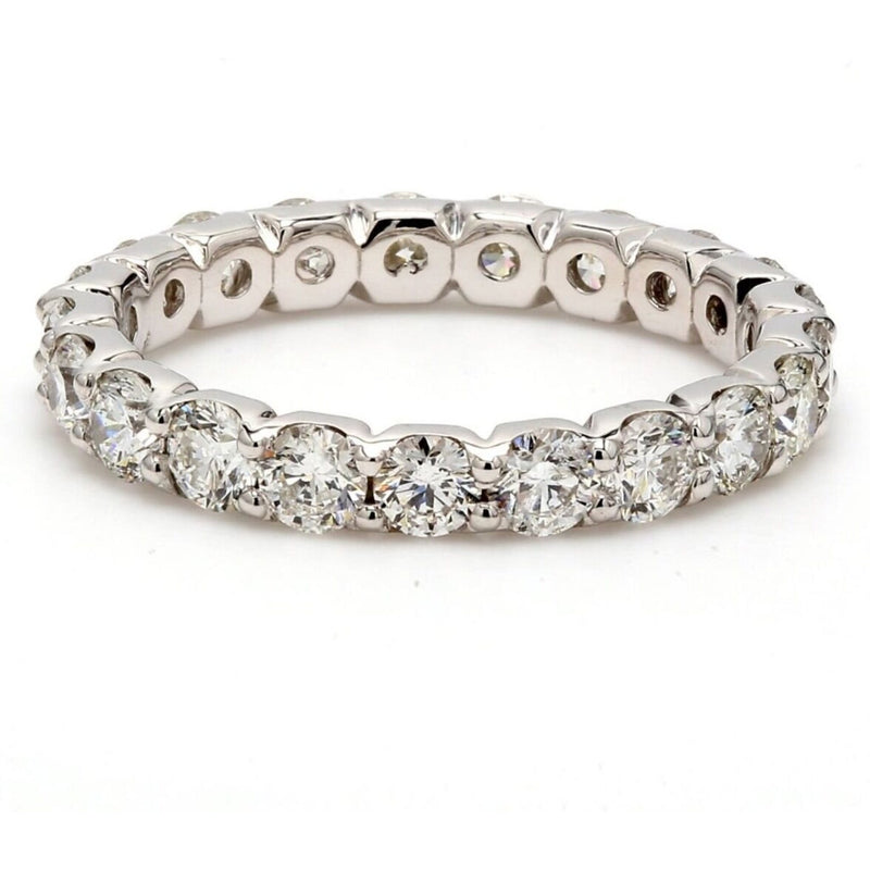 Ninacci 14K White Gold Eternity Band with Shared Prong Set Round Diamonds - 2.25 Carat Total Diamond Weight - Size 7.0