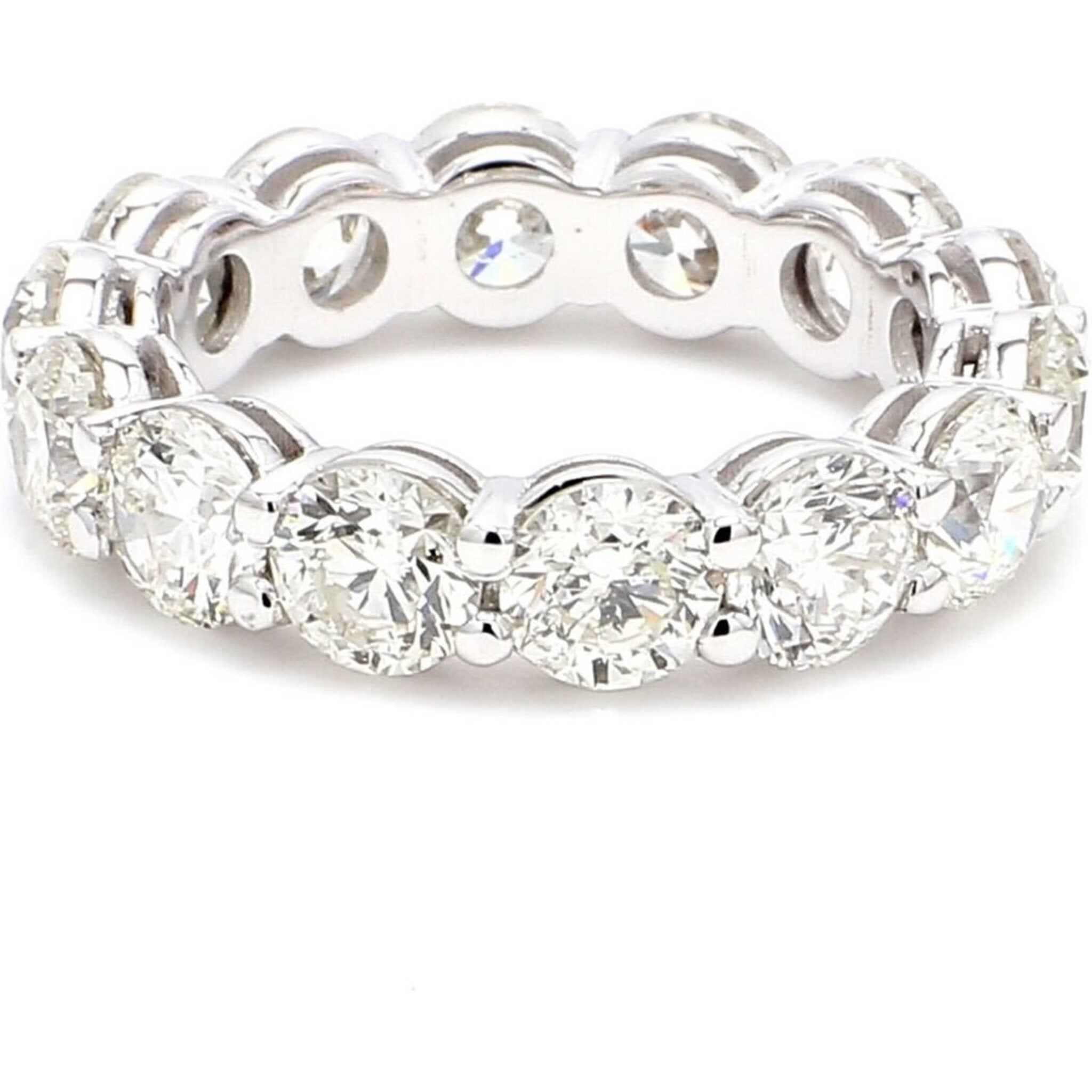 Ninacci 14K White Gold Eternity Band with Shared Prong Set Round Diamonds - 2.41 Carat Total Diamond Weight - Size 5.25