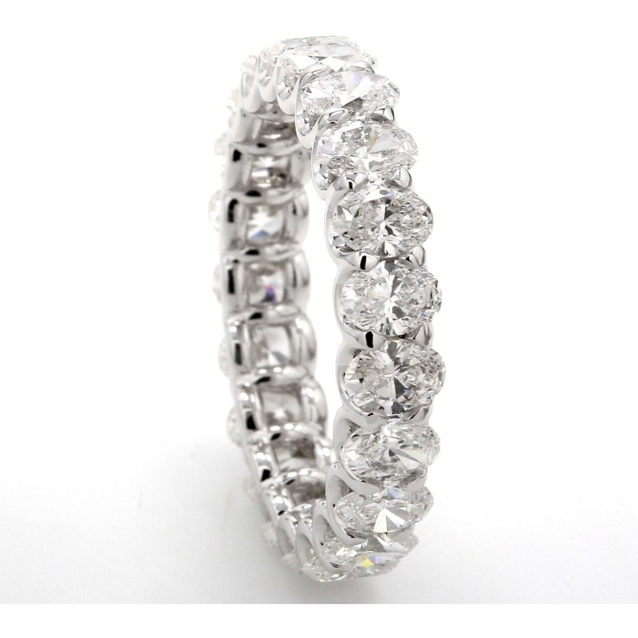 Ninacci 14K White Gold Eternity Band with Shared U-Prong Set E-F/VS+ Oval Diamonds - 3.01 Carat Total Diamond Weight - Size 5.75
