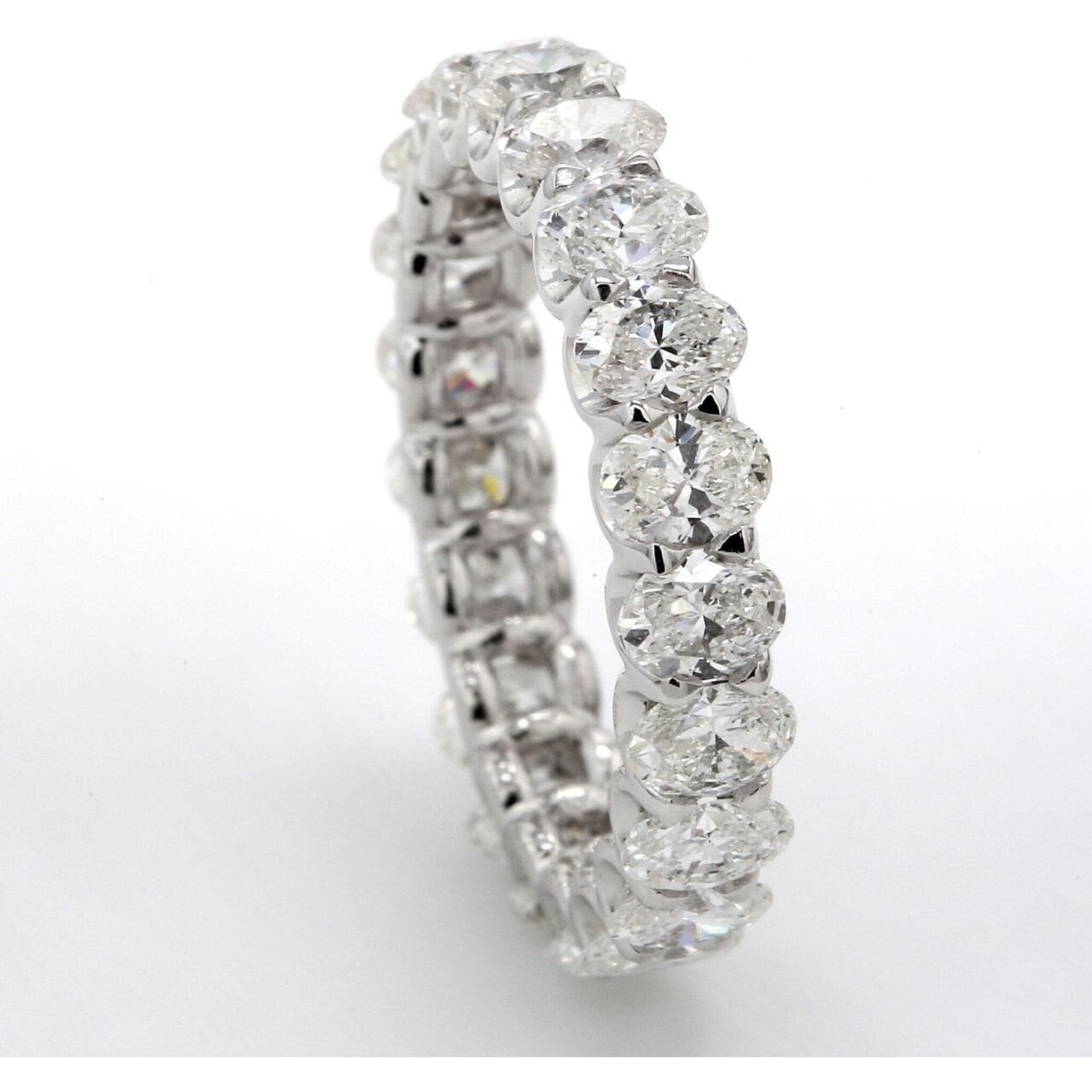 Ninacci 14K White Gold Eternity Band with Shared U-Prong Set Oval Diamonds - 2.92 Carat Total Diamond Weight - Size 5.25