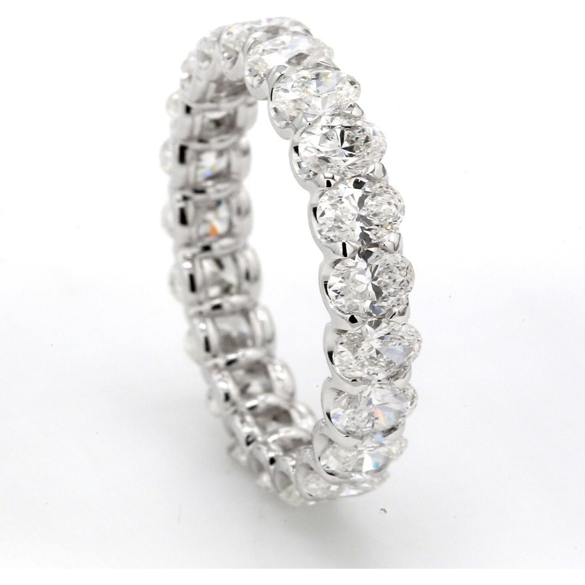 Ninacci 14K White Gold Eternity Band with Shared U-Prong Set Oval Diamonds - 3.02 Carat Total Diamond Weight - Size 6.0