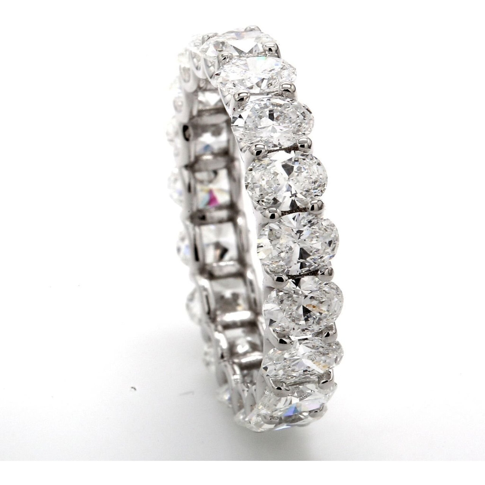 Ninacci 14K White Gold Eternity Band with Shared U-Prong Set Oval Diamonds - 3.43 Carat Total Diamond Weight - Size 5.25