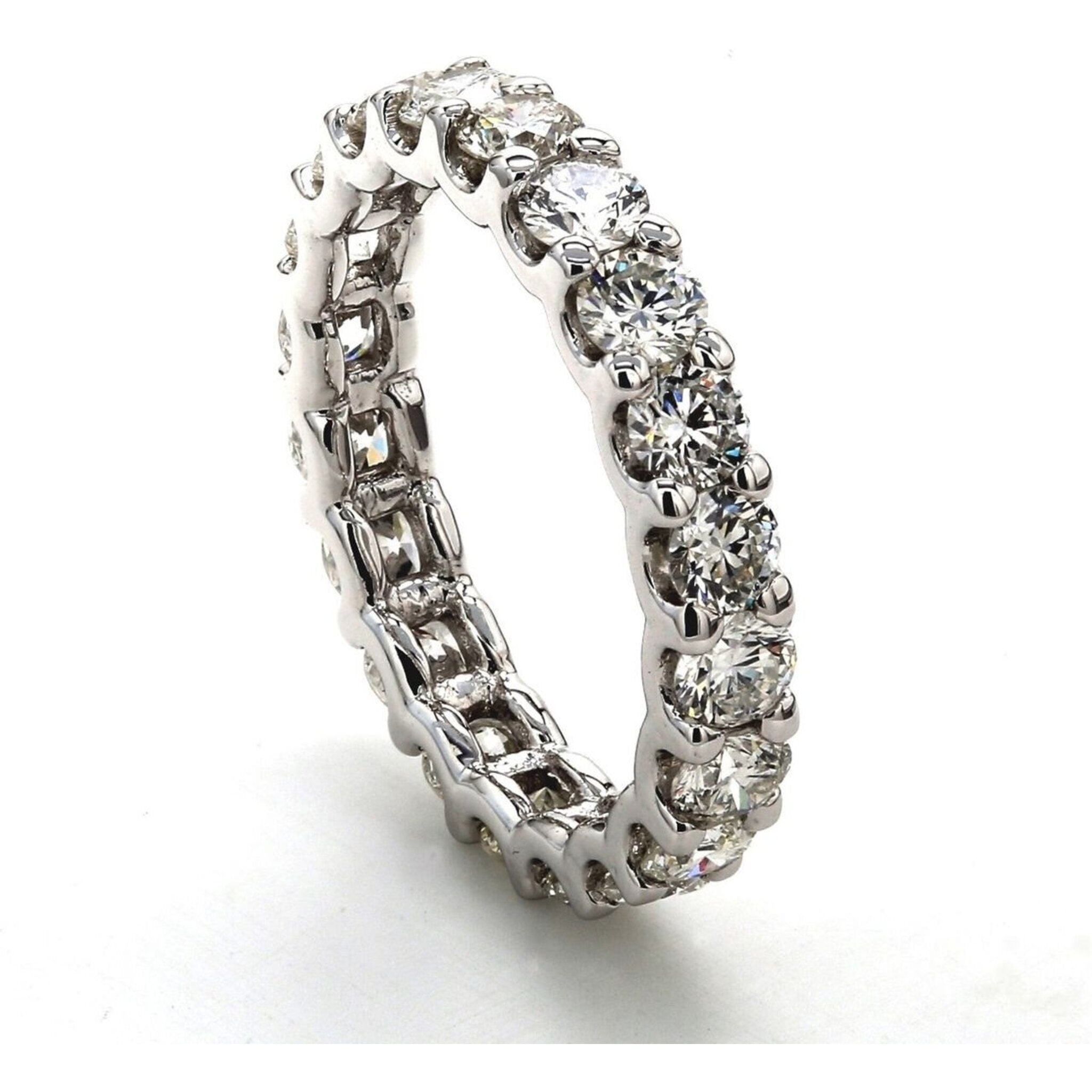 Ninacci 14K White Gold Eternity Band with Shared U-Prong Set Round