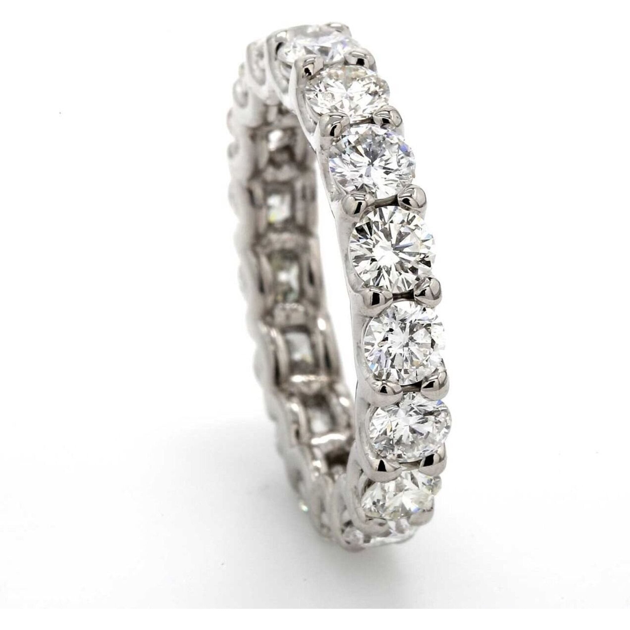 Ninacci 14K White Gold Eternity Band with Shared U-Prong Set Round Diamonds - 2.69 Carat Total Diamond Weight - Size 6.25