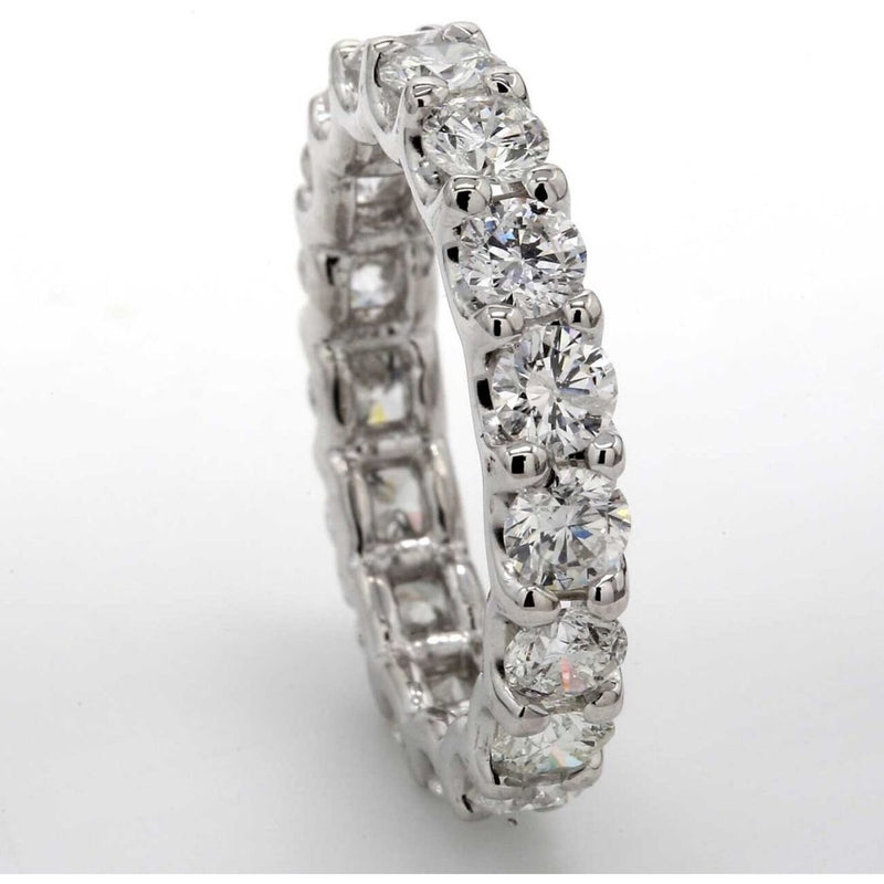 Ninacci 14K White Gold Eternity Band with Shared U-Prong Set Round Diamonds - 3.40 Carat Total Diamond Weight - Size 6.0