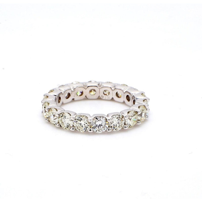 Ninacci 14K White Gold Eternity Band with Shared U-Prong Set Round Diamonds - 4.90 Carat Total Diamond Weight - Size 6.5