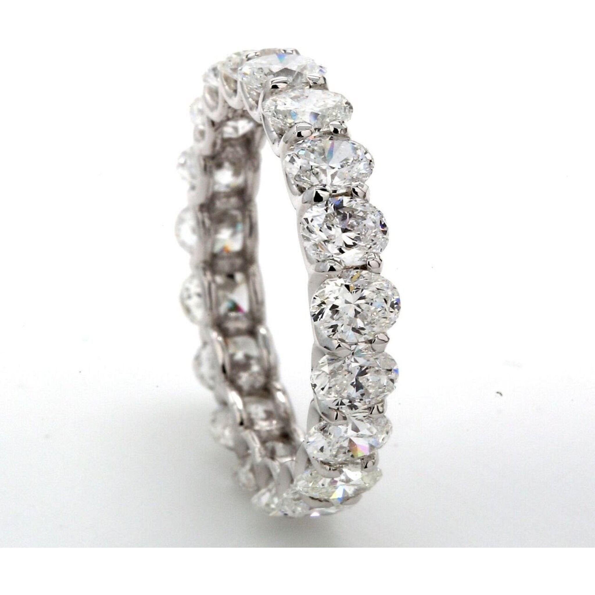 Ninacci 14K White Gold Eternity Band with U-Prong Set Oval Cut Diamonds - 2.62 Carat Total Diamond Weight - Size 4.0