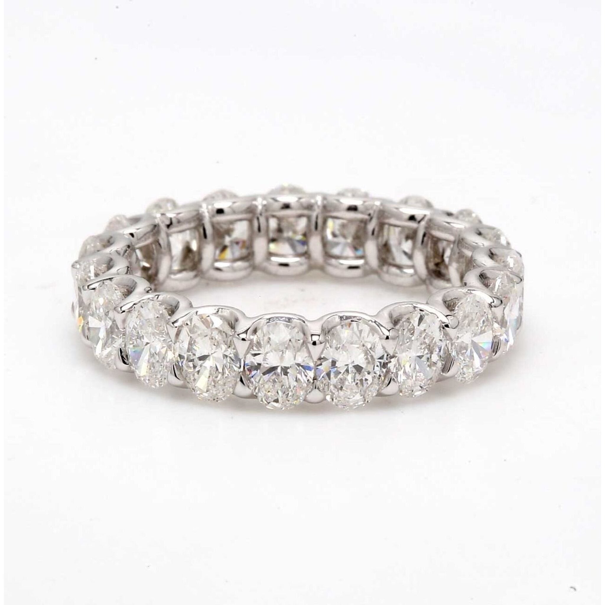 Ninacci 14K White Gold Eternity Band with U-Prong Set Oval Diamonds - 3.45 Carat Total Diamond Weight - Size 4.25