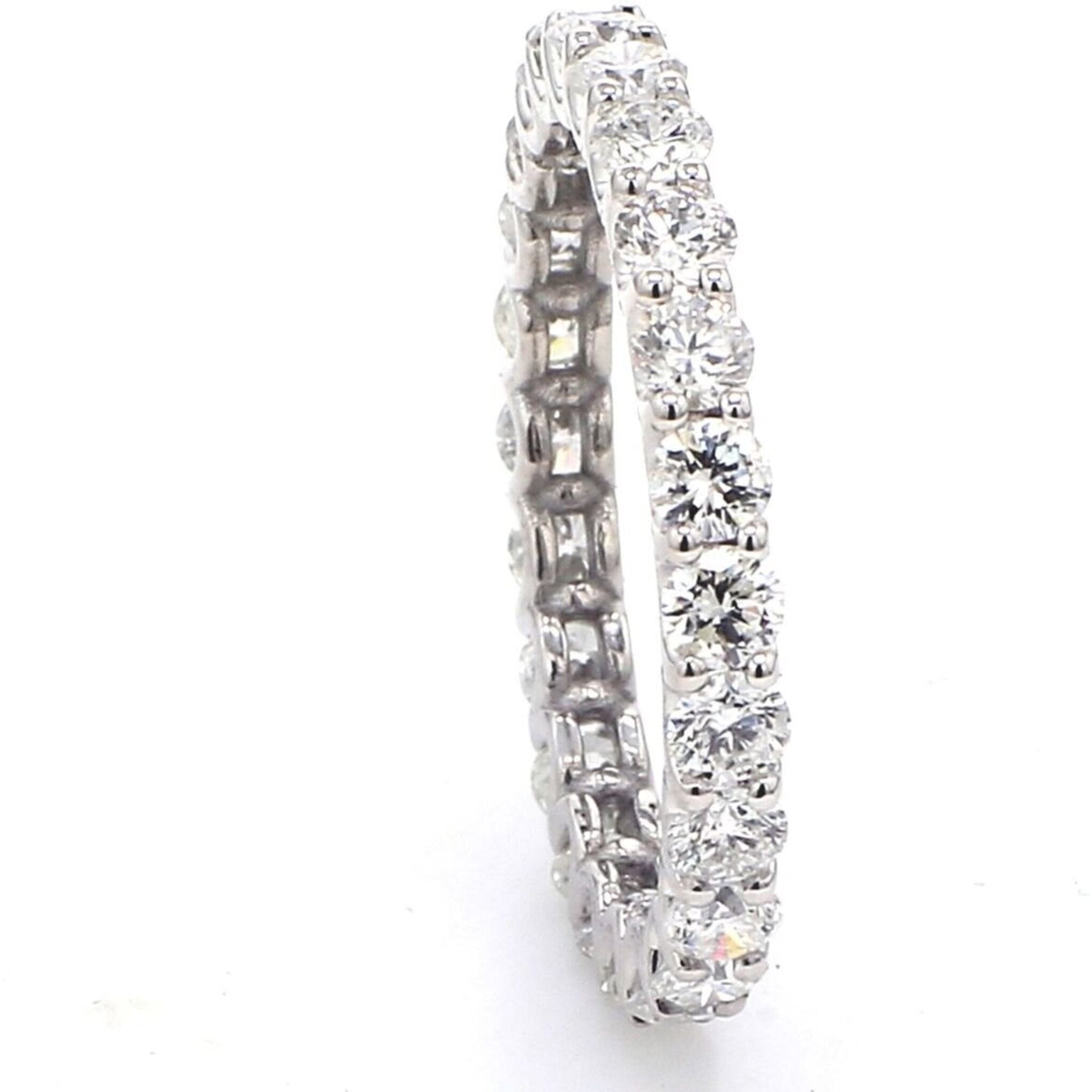 Ninacci 14K White Gold Eternity Band with U-Prong Set Round Diamonds - 1.53 Carat Total Diamond Weight - Size 6.0
