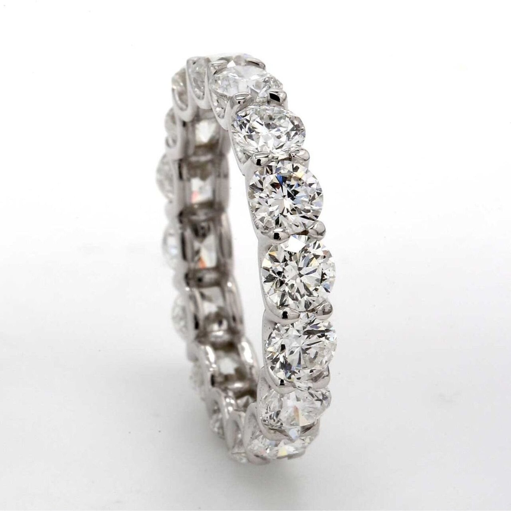 Ninacci 14K White Gold Eternity Band with U-Prong Set Round Diamonds - 1.89 Carat Total Diamond Weight - Size 6.75