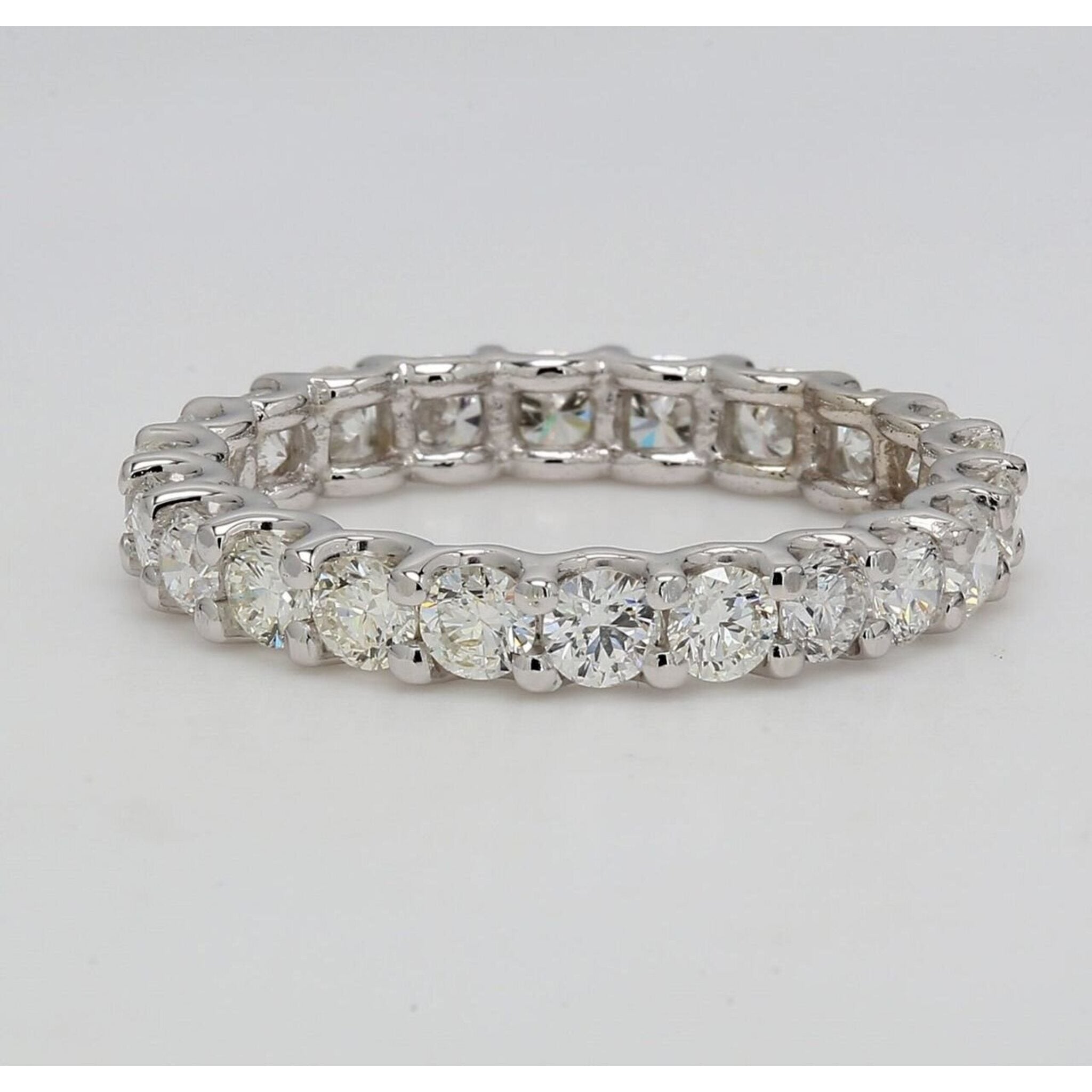 Ninacci 14K White Gold Eternity Band with U-Prong Set Round Diamonds - 2.10 Carat Total Diamond Weight - Size 6.0