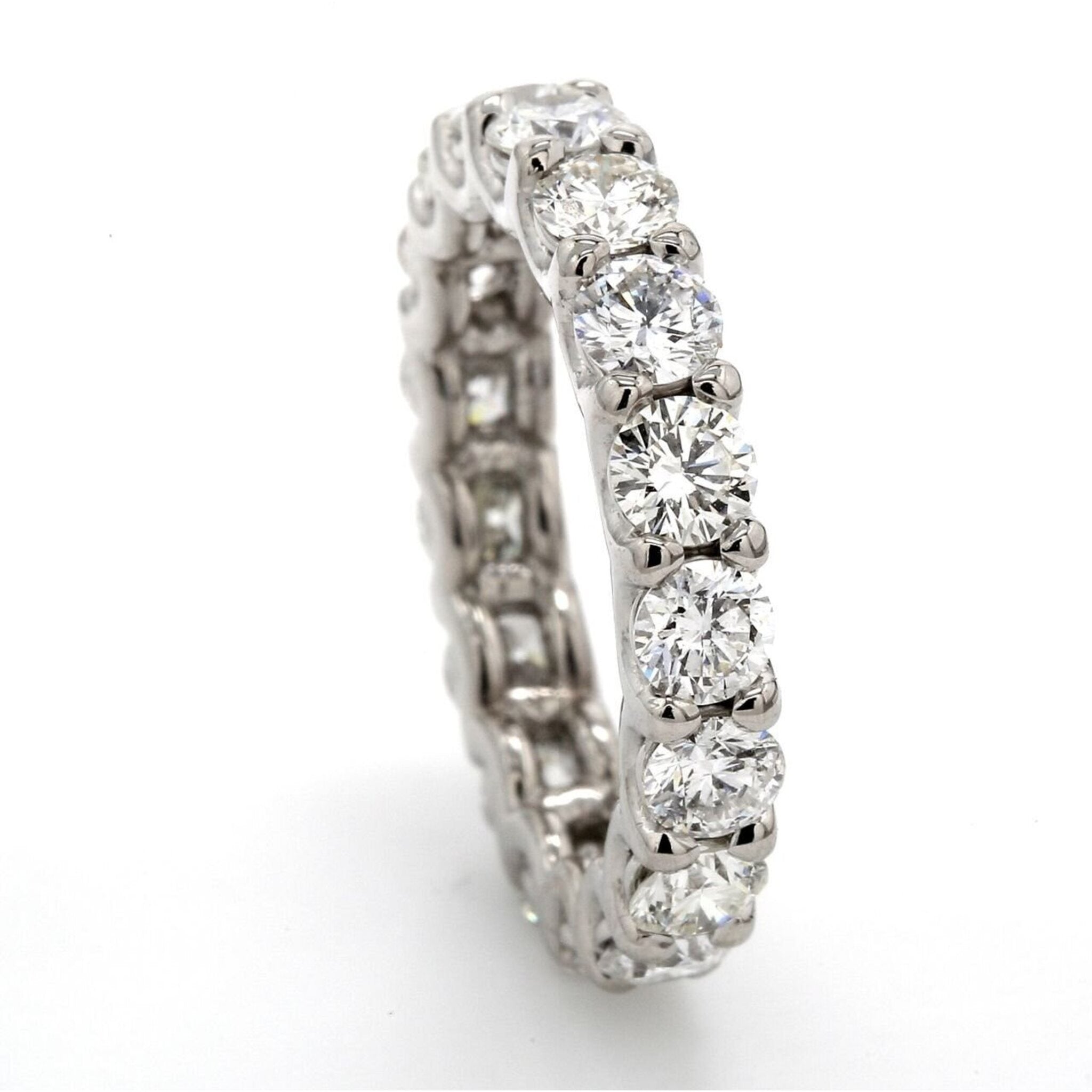 Ninacci 14K White Gold Eternity Band with U-Prong Set Round Diamonds - 2.75 Carat Total Diamond Weight - Size 4.75