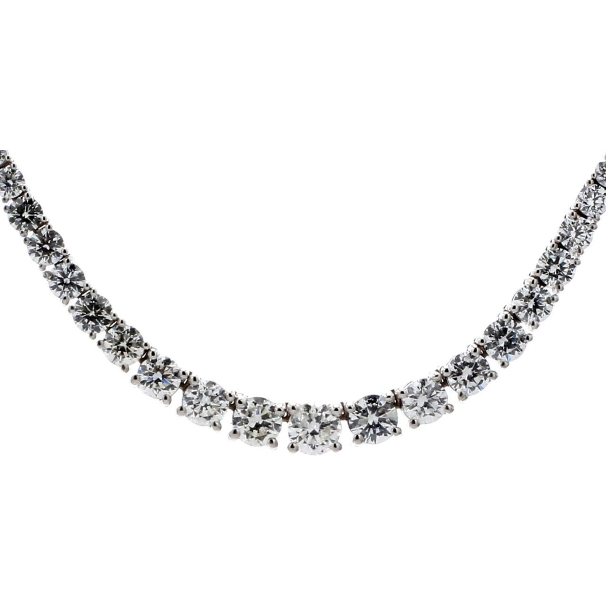 Ninacci 14K White Gold Graduated Tennis Necklace with 7.93 Carat Total Diamond Weight