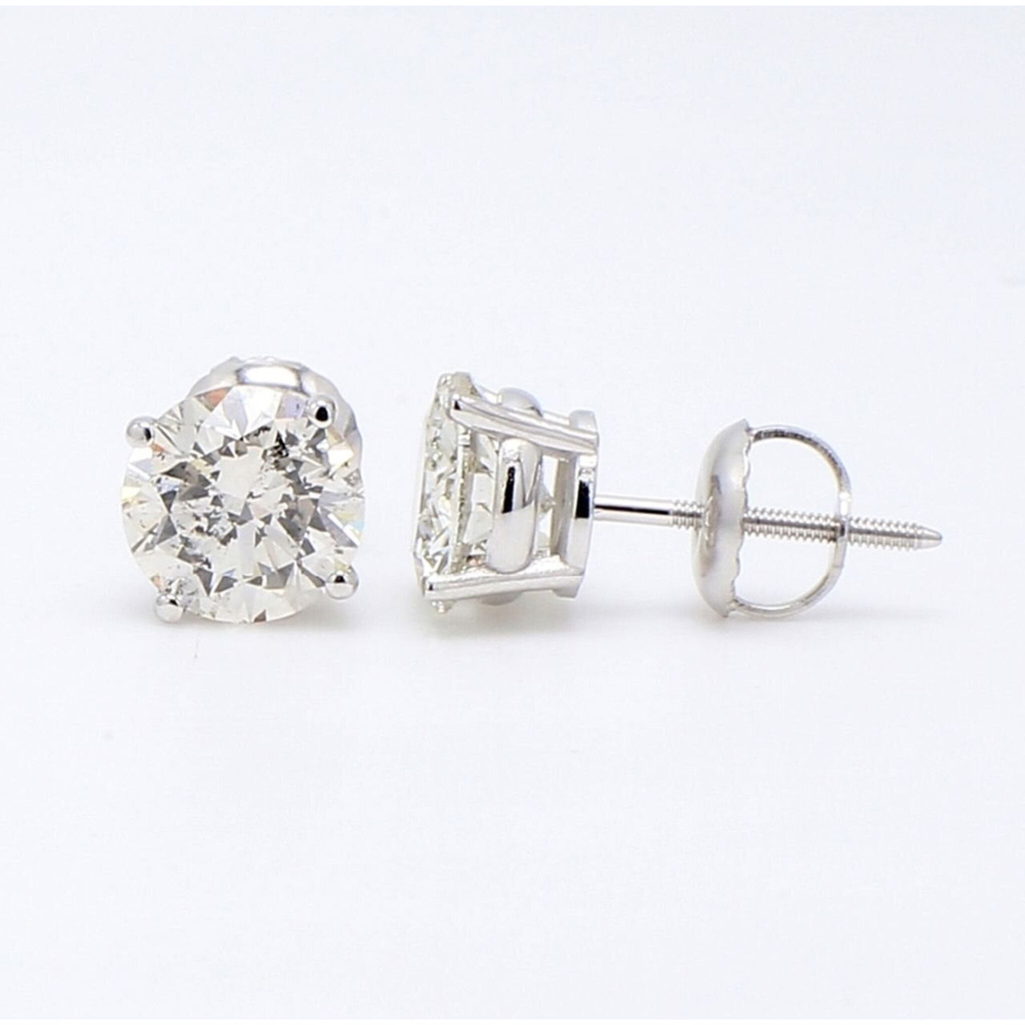 Ninacci 14K White Gold H/SI2 Round Diamond Screw-Back Stud Earrings - 2.07 Carat Total Diamond Weight