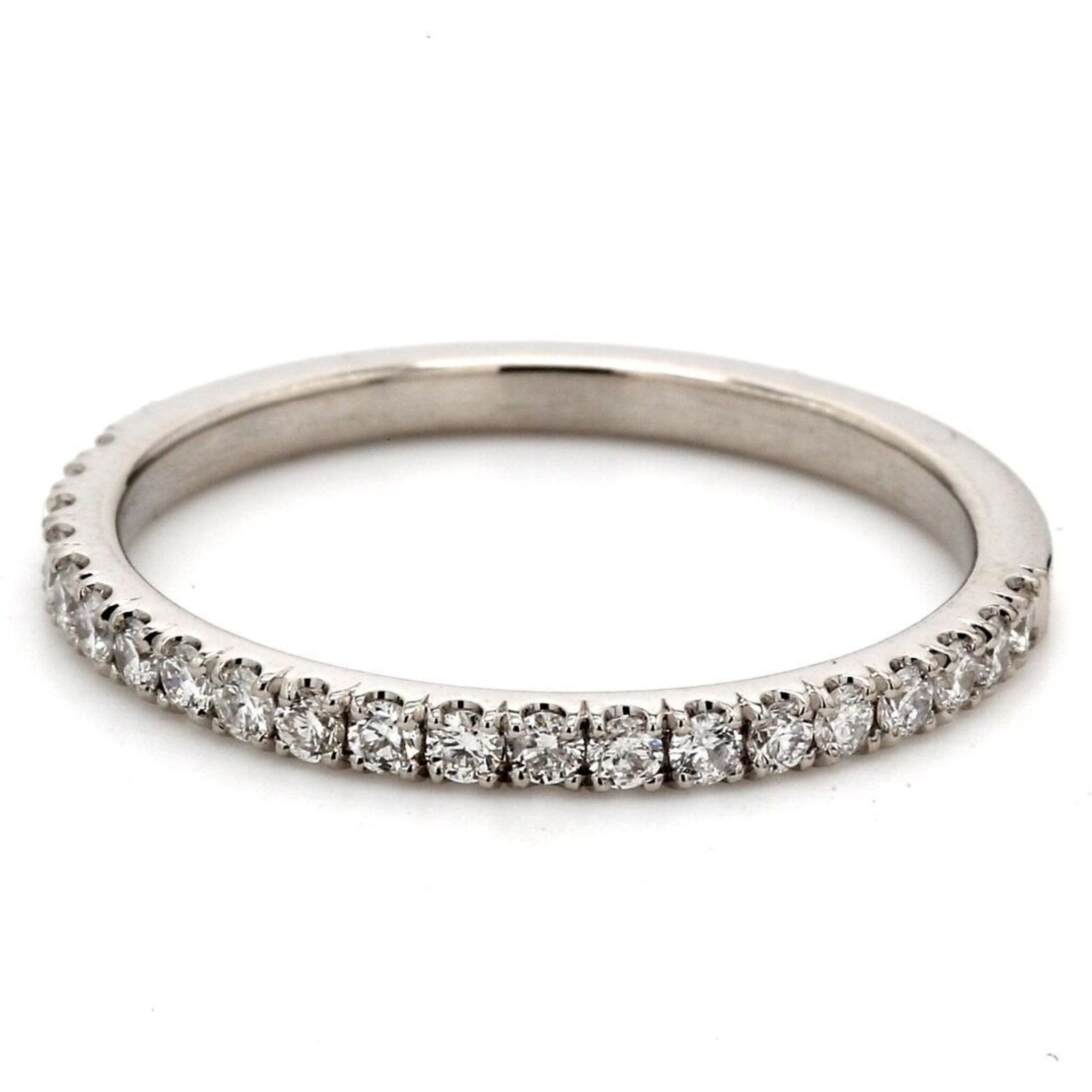Ninacci 14K White Gold Halfway Band with Pave Micro-Set Round Diamonds - 0.37 Carat Total Diamond Weight - Size 8.5