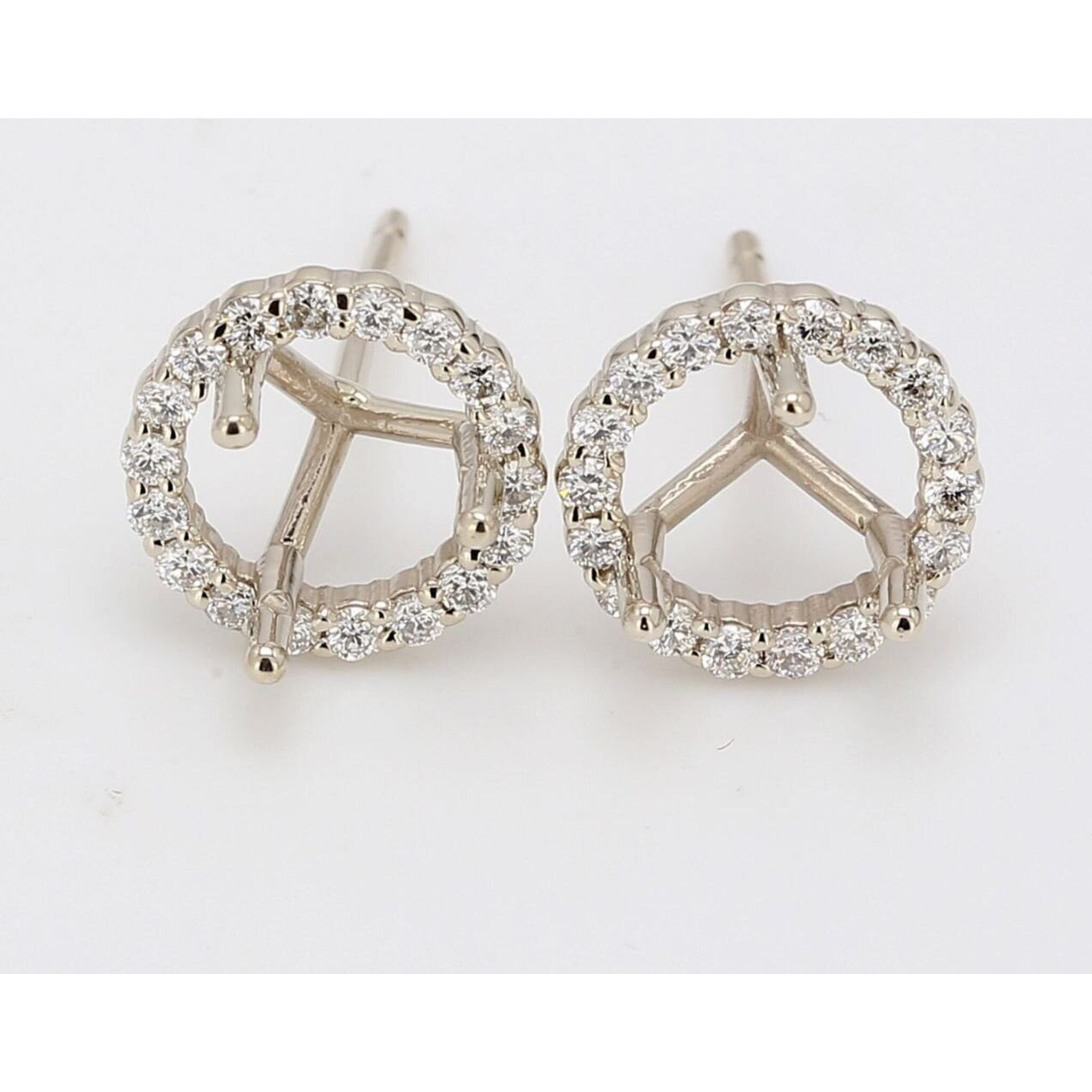 Ninacci 14K White Gold Halo Earrings with Shared Prong Diamonds - 0.44 Carat Total Diamond Weight
