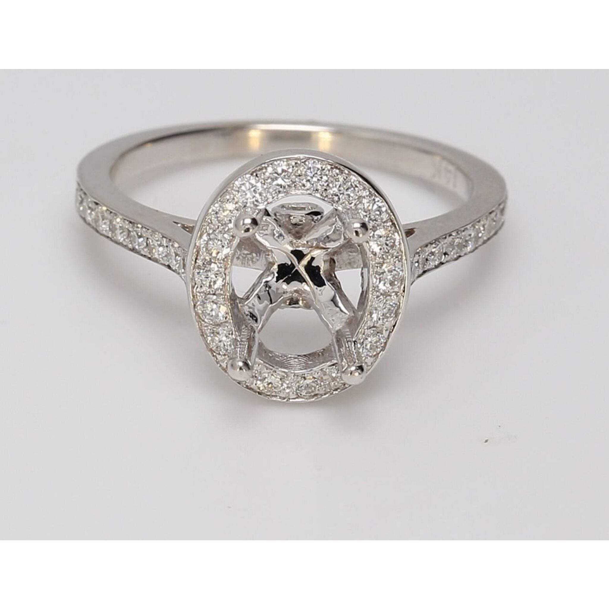 Ninacci 14K White Gold Halo Semi-Mount Engagement Ring with 0.48 Carats Diamonds