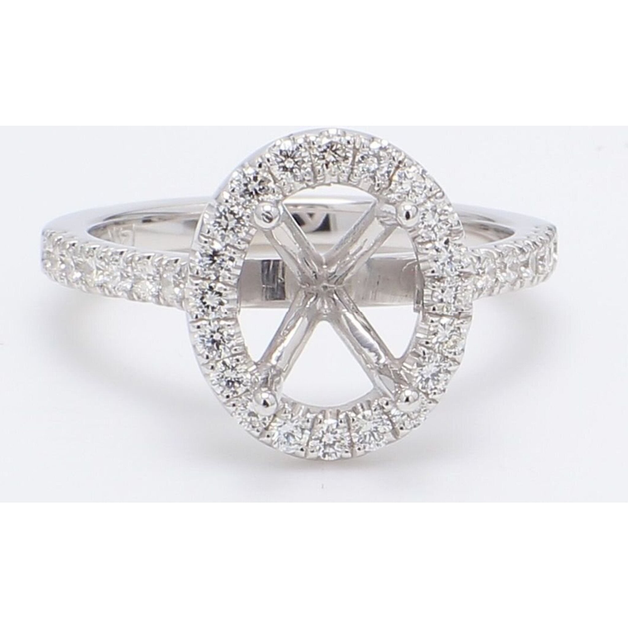 Ninacci 14K White Gold Halo Semi-Mount Ring with 0.53 Carats Round Diamonds