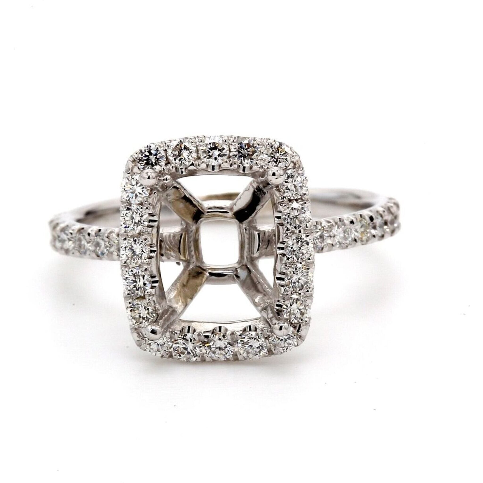 Ninacci 14K White Gold Halo Semi-Mount Ring with 0.55 Carats Round Diamonds - Size 5.75