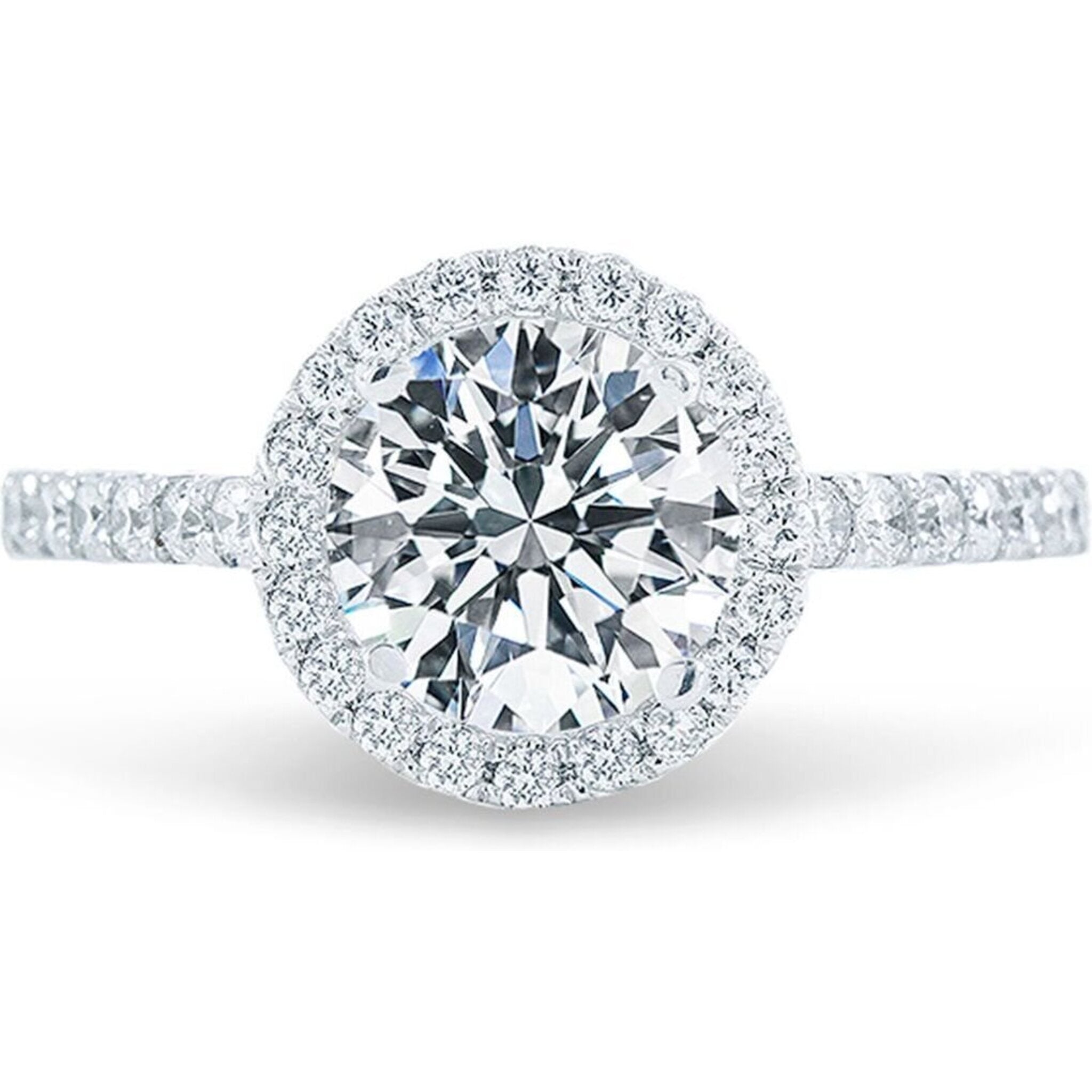 Ninacci 14K White Gold Halo Semi-Mount Ring with 0.61 Carats Round Diamonds