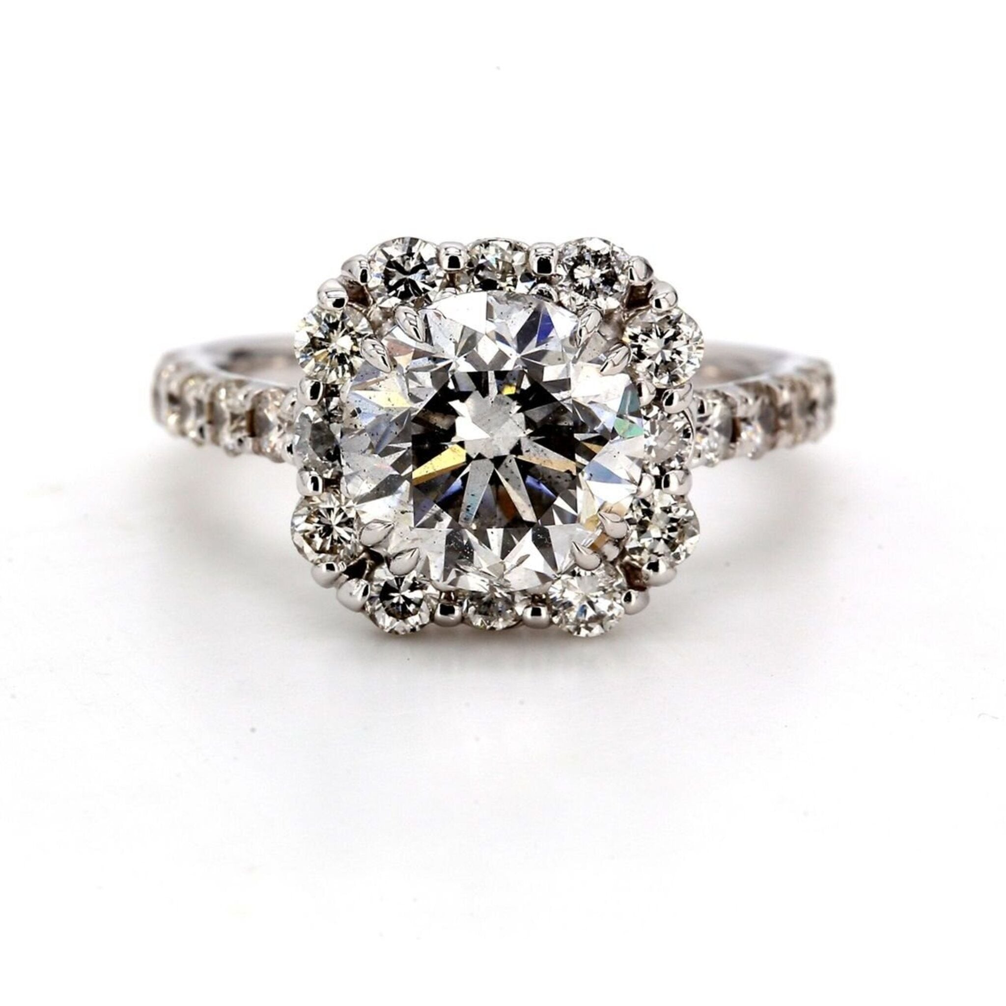 Ninacci 14K White Gold Halo Semi-Mount Ring with Prong Set Round Diamonds - 1.16 Carat Total Diamond Weight