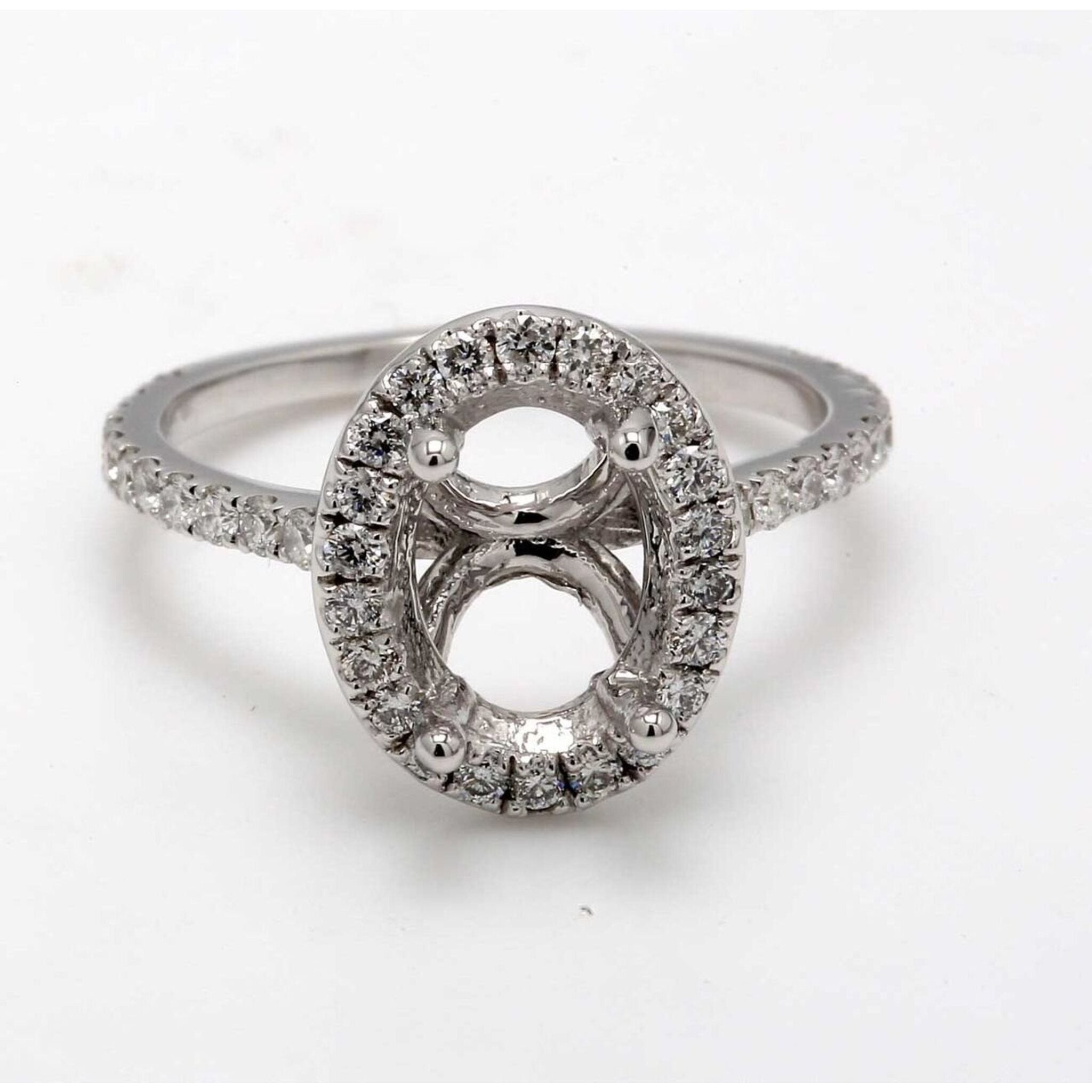 Ninacci 14K White Gold Halo U-Prong Diamond Engagement Ring - 0.62 Carat Total Diamond Weight - Size 7