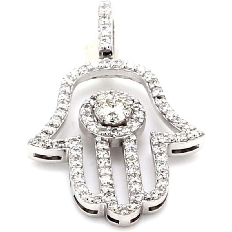 Ninacci 14K White Gold Hamsa Pendant with 1.10 Carats Diamonds - Symbolic Elegance for Every Occasion