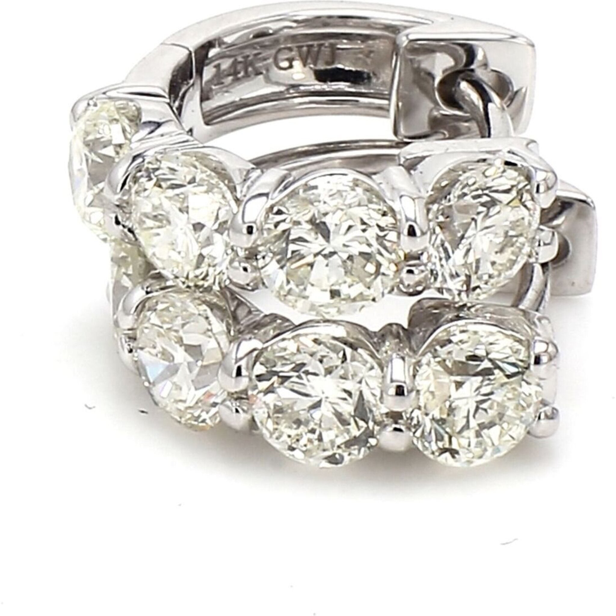 Ninacci 14K White Gold Huggy Earrings with GIA Certified Round Diamonds - 1.80 Carats Total Weight